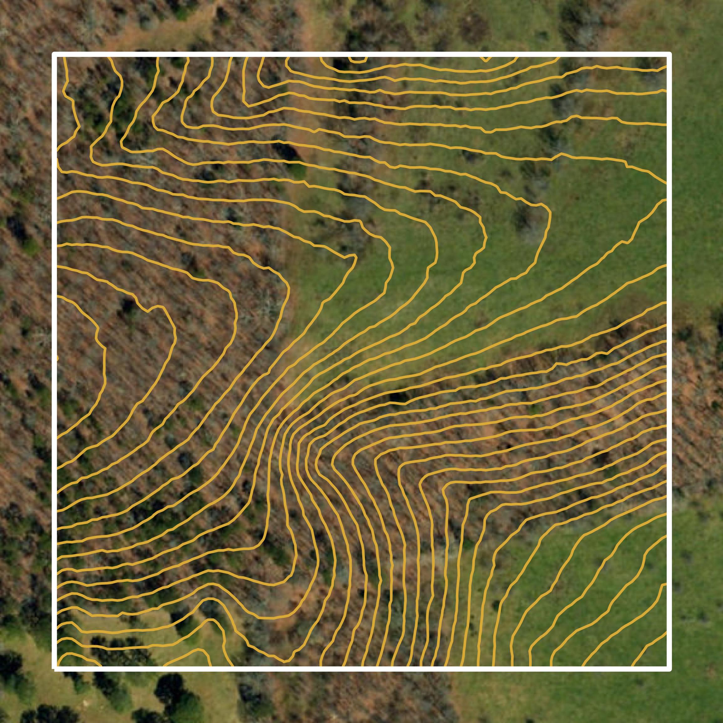 This image shows a contour map in Shannon County created using GIS data in Equator.