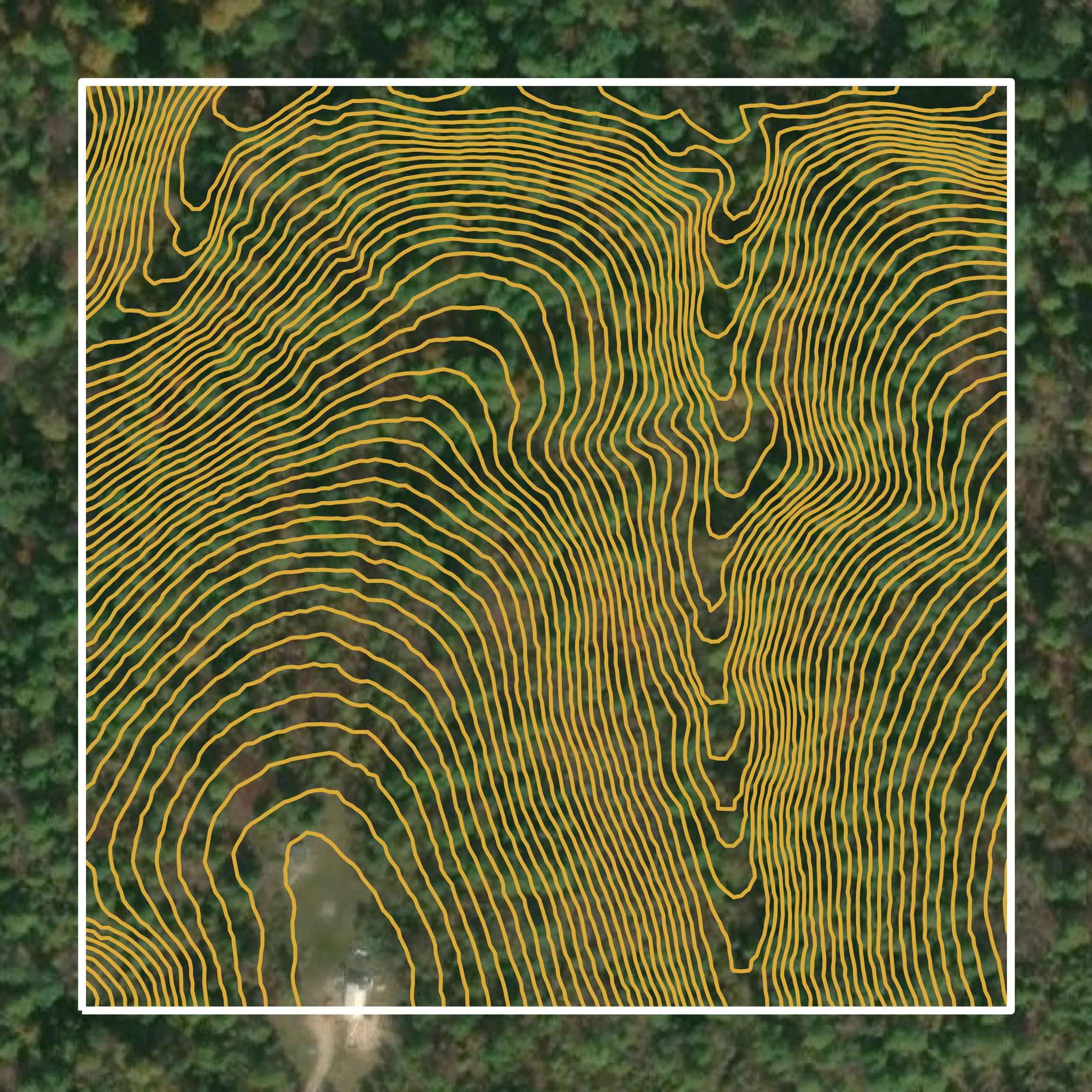 This image shows a contour map in Shannon County created using GIS data in Equator.