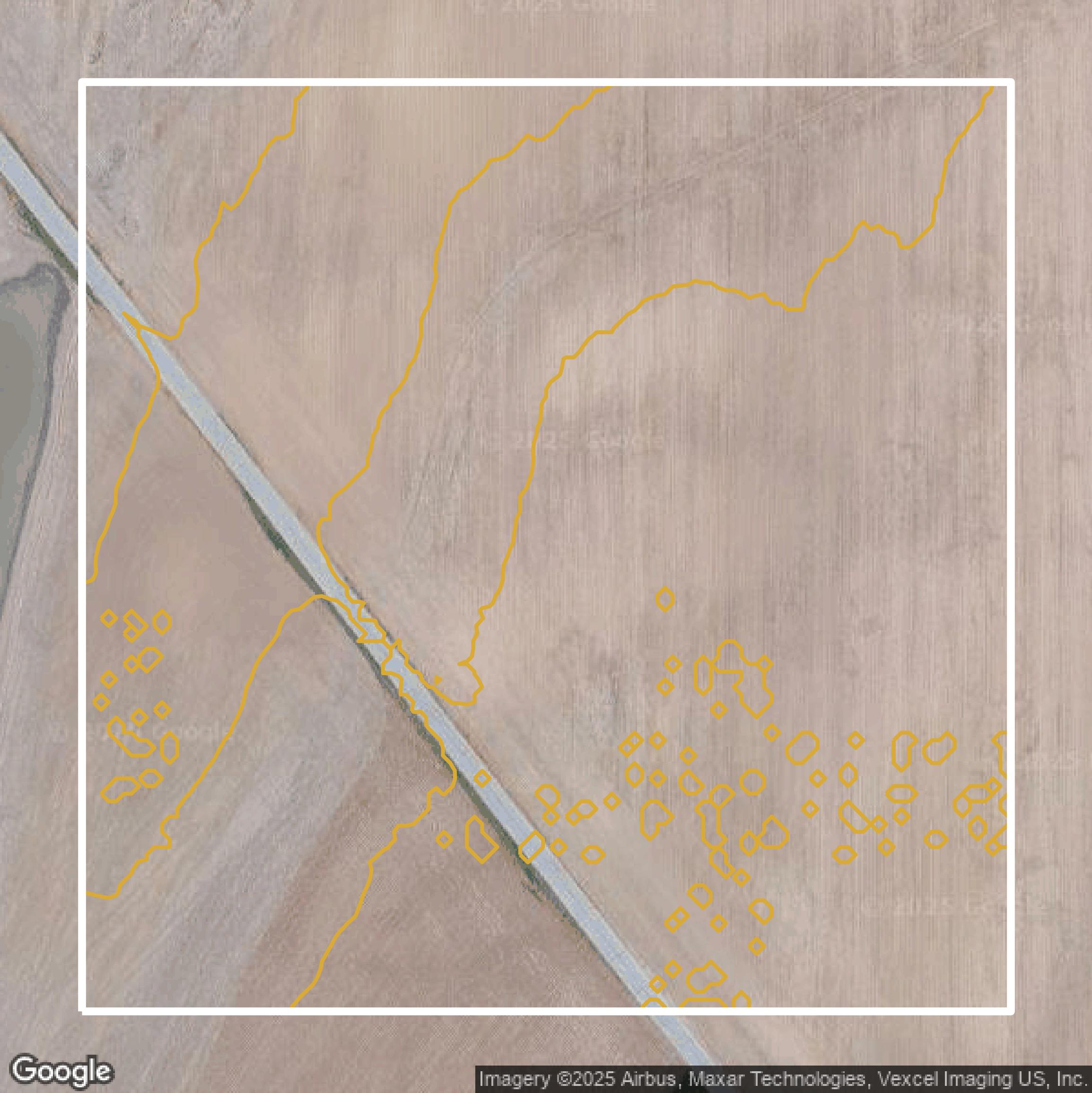 This image shows a contour map in St. Charles County created using GIS data in Equator.