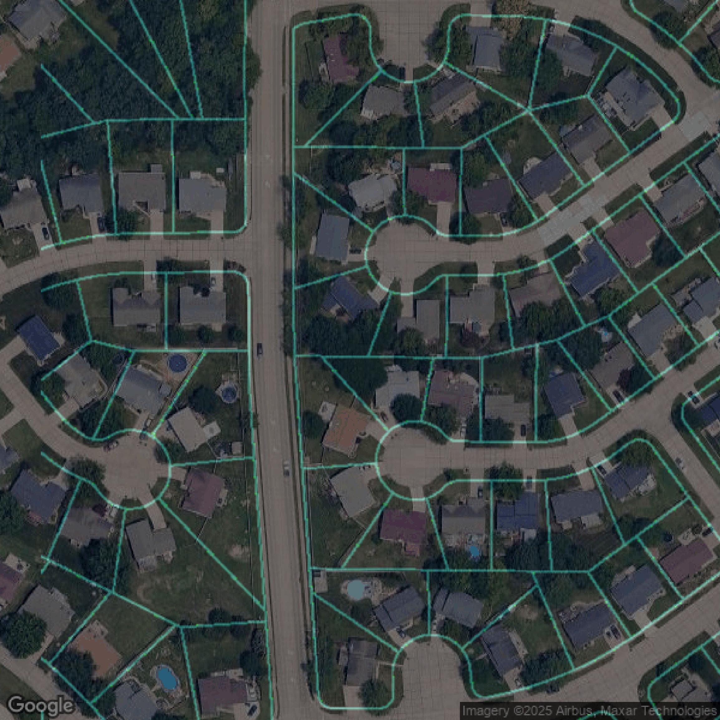 This image shows parcel data in St. Charles County created using GIS data in Equator.