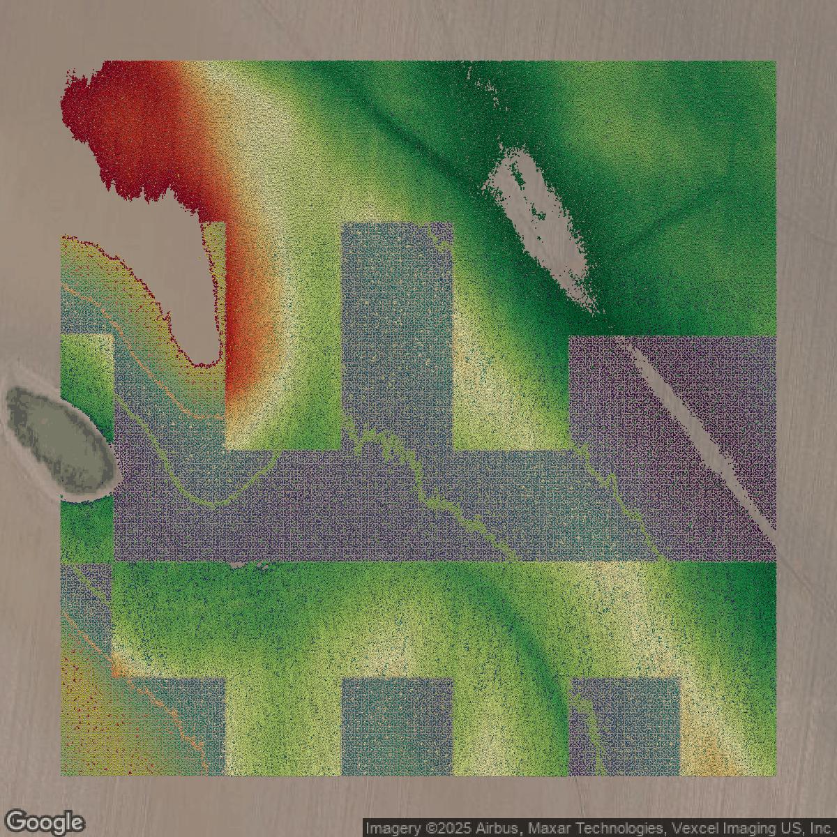 This image shows a LiDAR point cloud in St. Charles County created using GIS data in Equator.
