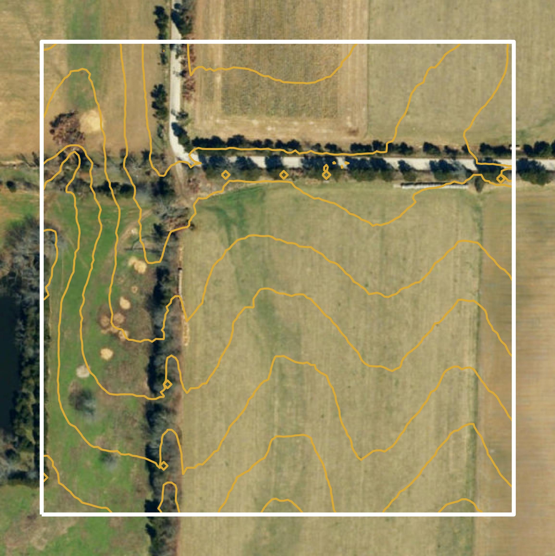 This image shows a contour map in St. Francois County created using GIS data in Equator.
