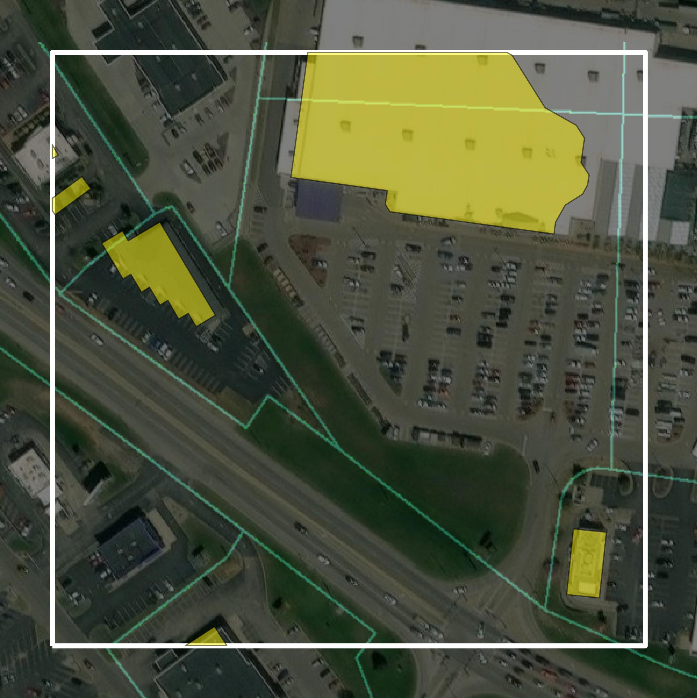 This image shows parcel and building data in St. Francois County created using GIS data in Equator.