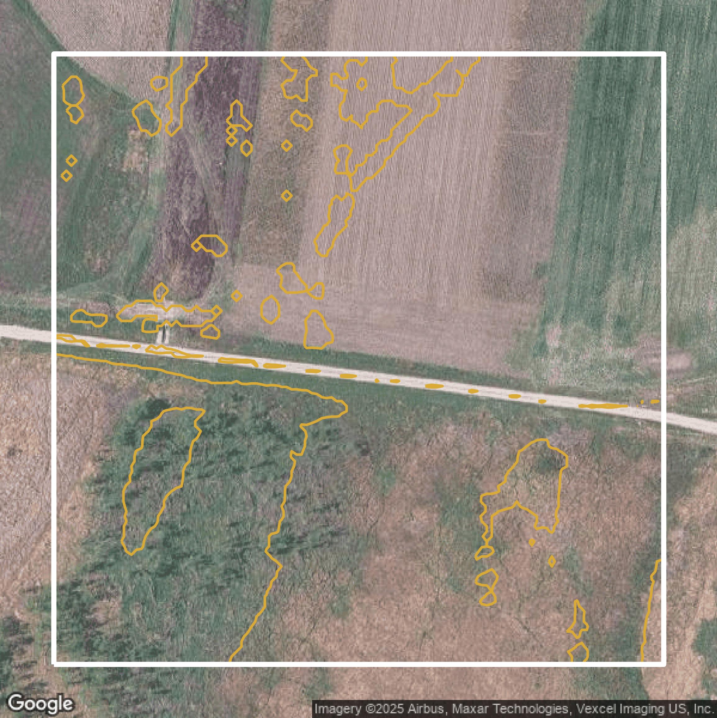 This image shows a contour map in St. Louis County created using GIS data in Equator.