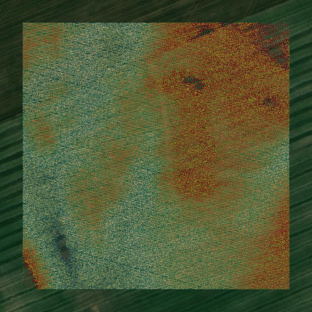 This image shows a LiDAR point cloud in Ste. Genevieve County created using GIS data in Equator.