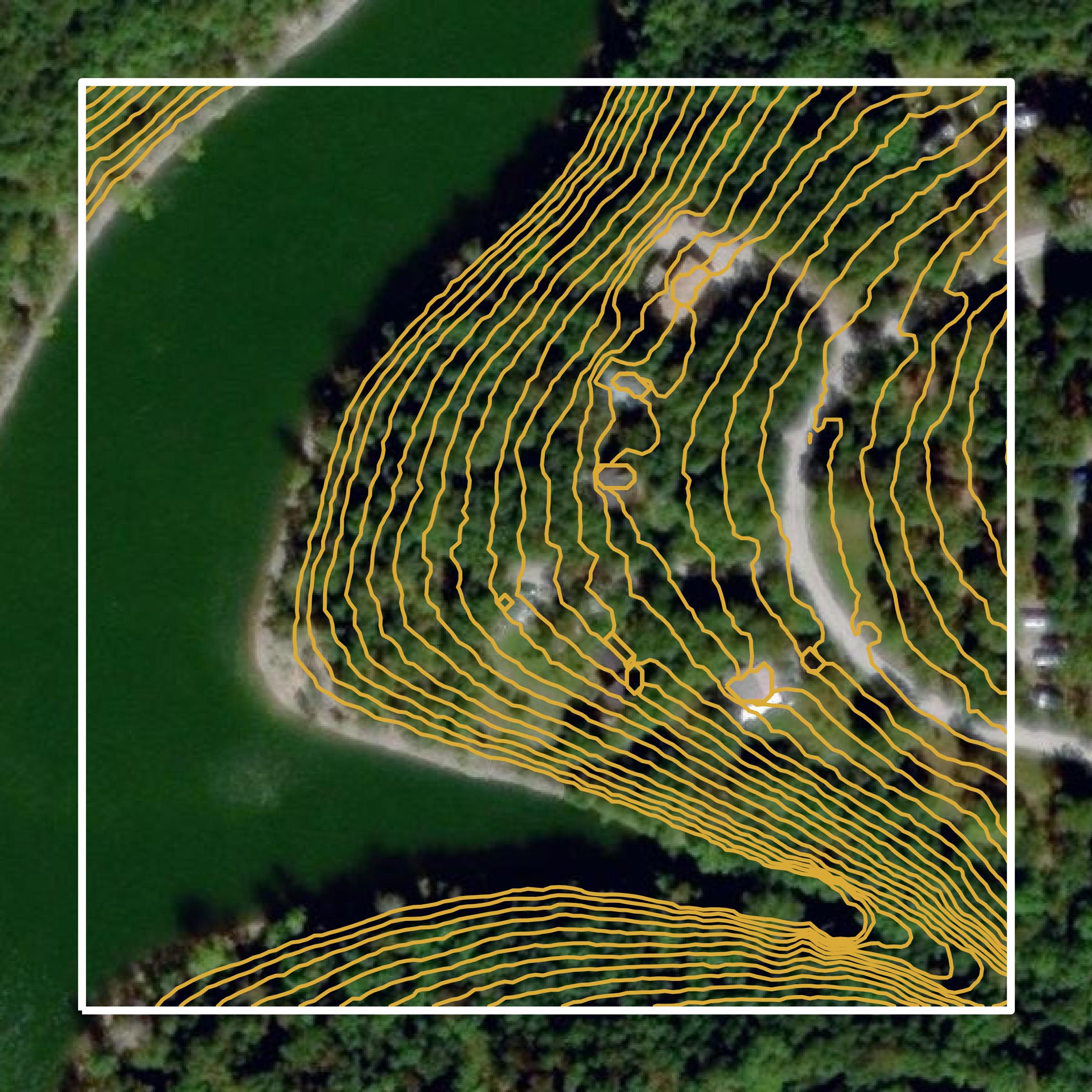 This image shows a contour map in Stone County created using GIS data in Equator.