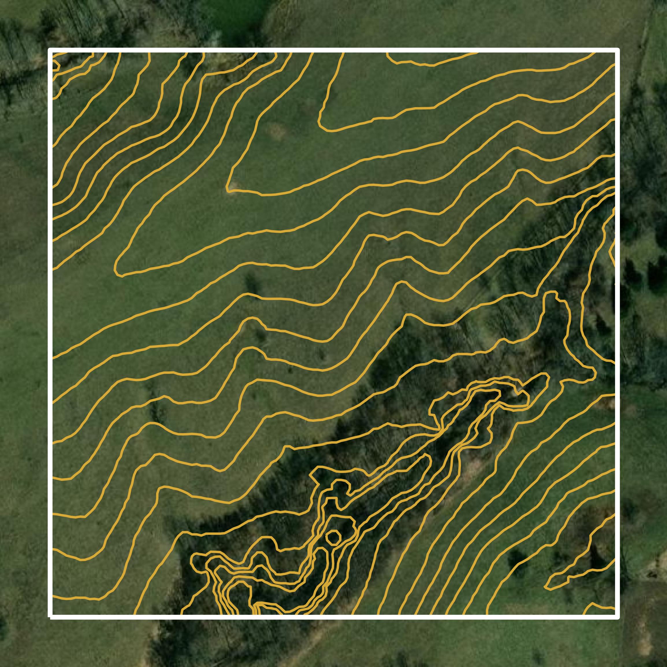 This image shows a contour map in Sullivan County created using GIS data in Equator.