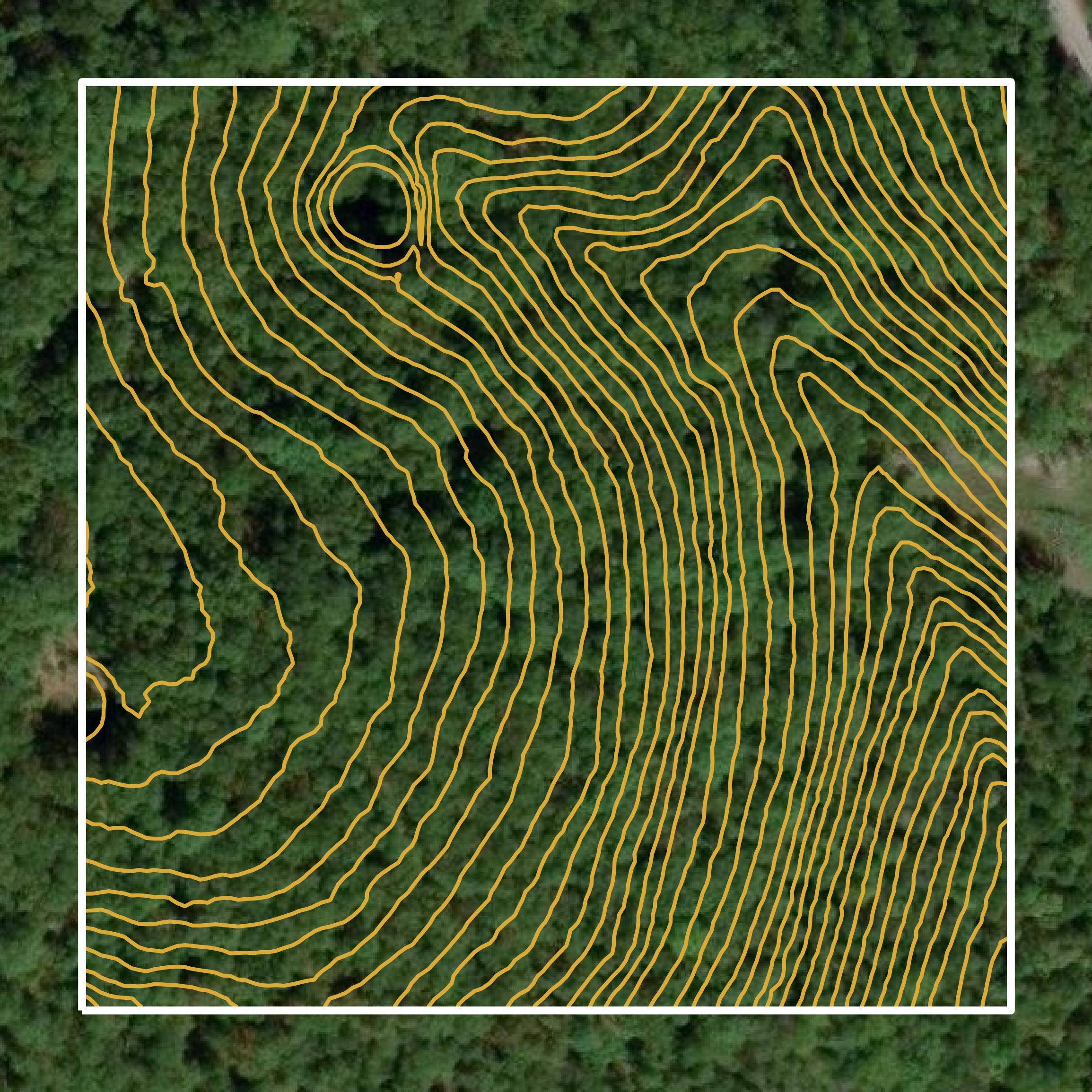 This image shows a contour map in Taney County created using GIS data in Equator.