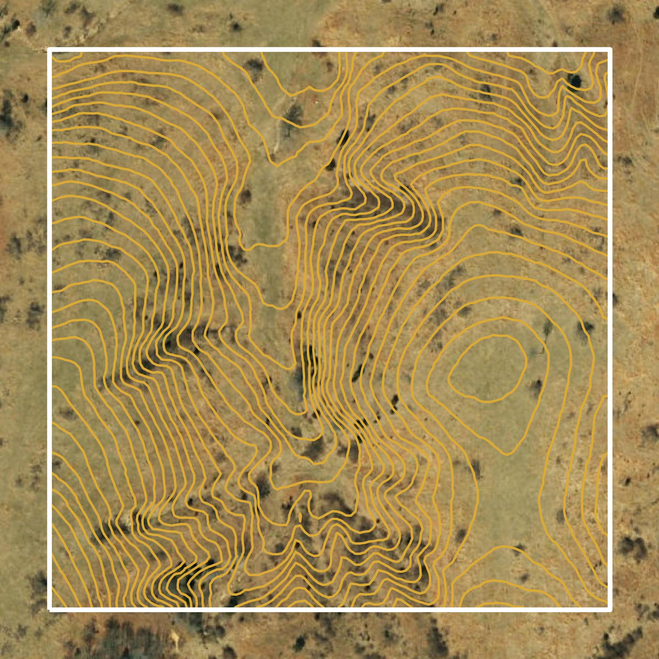 This image shows a contour map in Texas County created using GIS data in Equator.