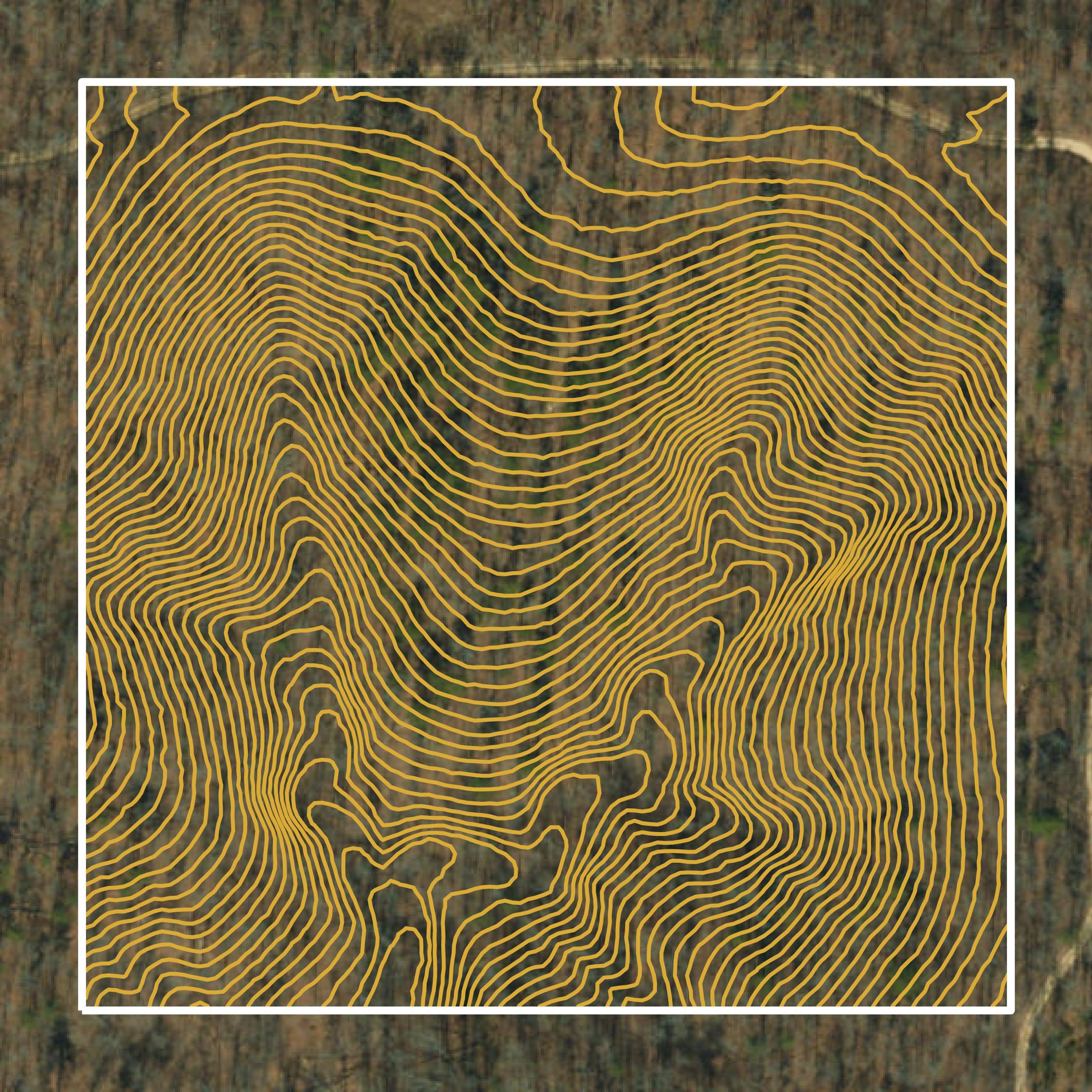 This image shows a contour map in Wayne County created using GIS data in Equator.