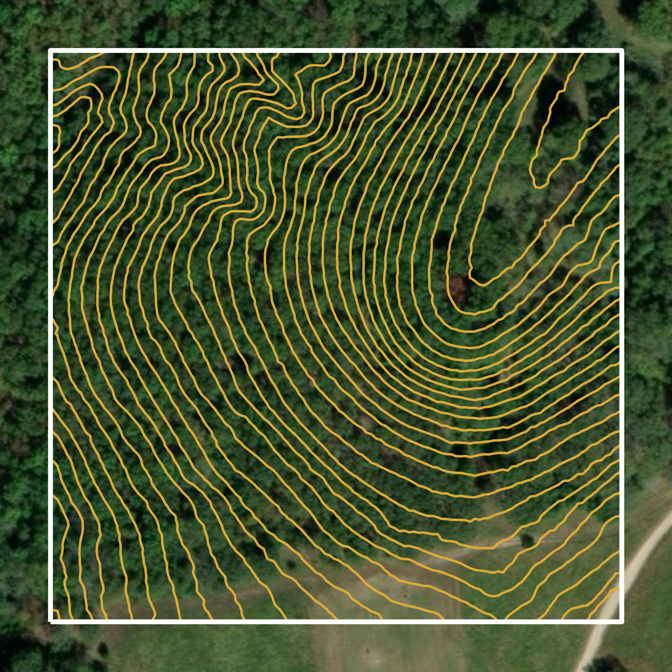 This image shows a contour map in Webster County created using GIS data in Equator.