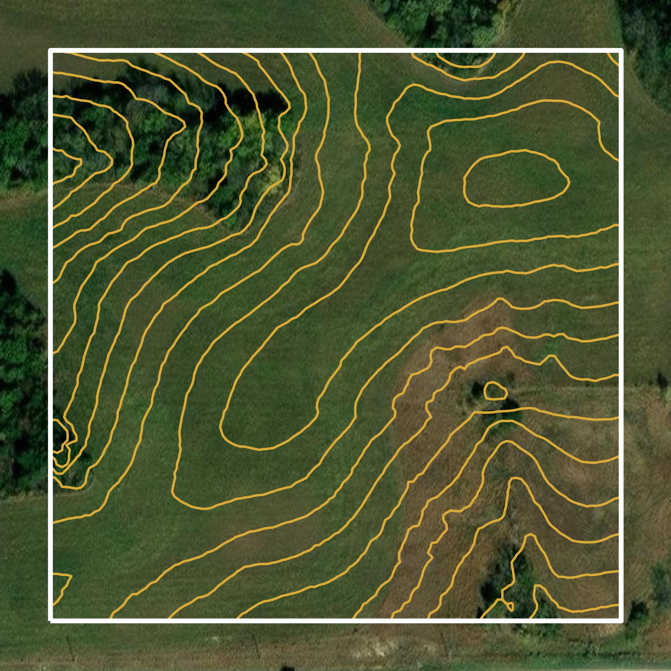This image shows a contour map in Worth County created using GIS data in Equator.