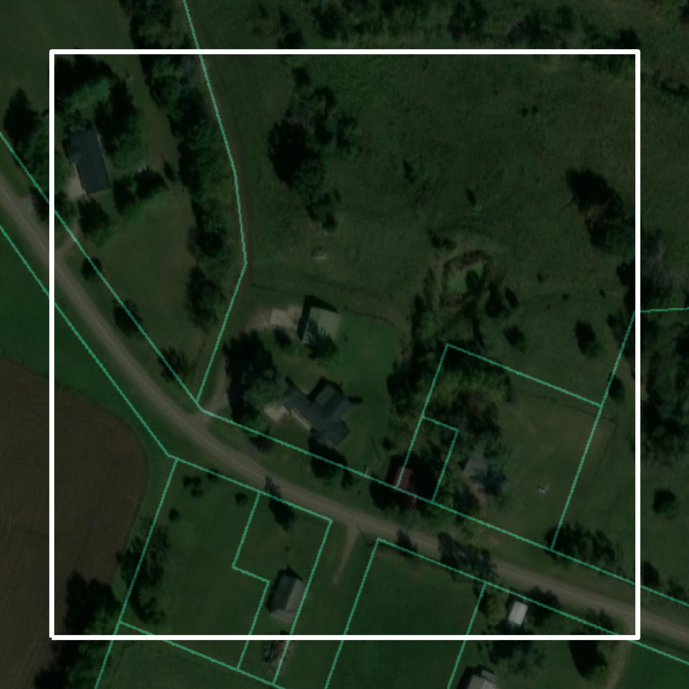 This image shows parcel and building data in Worth County created using GIS data in Equator.