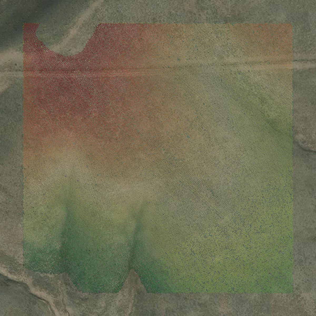 This image shows a LiDAR point cloud in Beaverhead County created using GIS data in Equator.