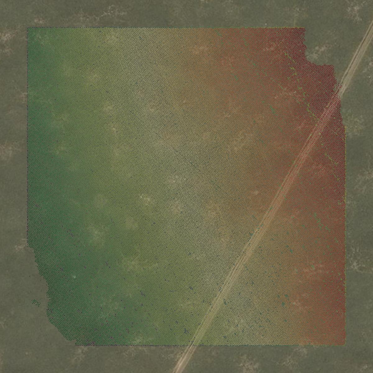 This image shows a LiDAR point cloud in Beaverhead County created using GIS data in Equator.