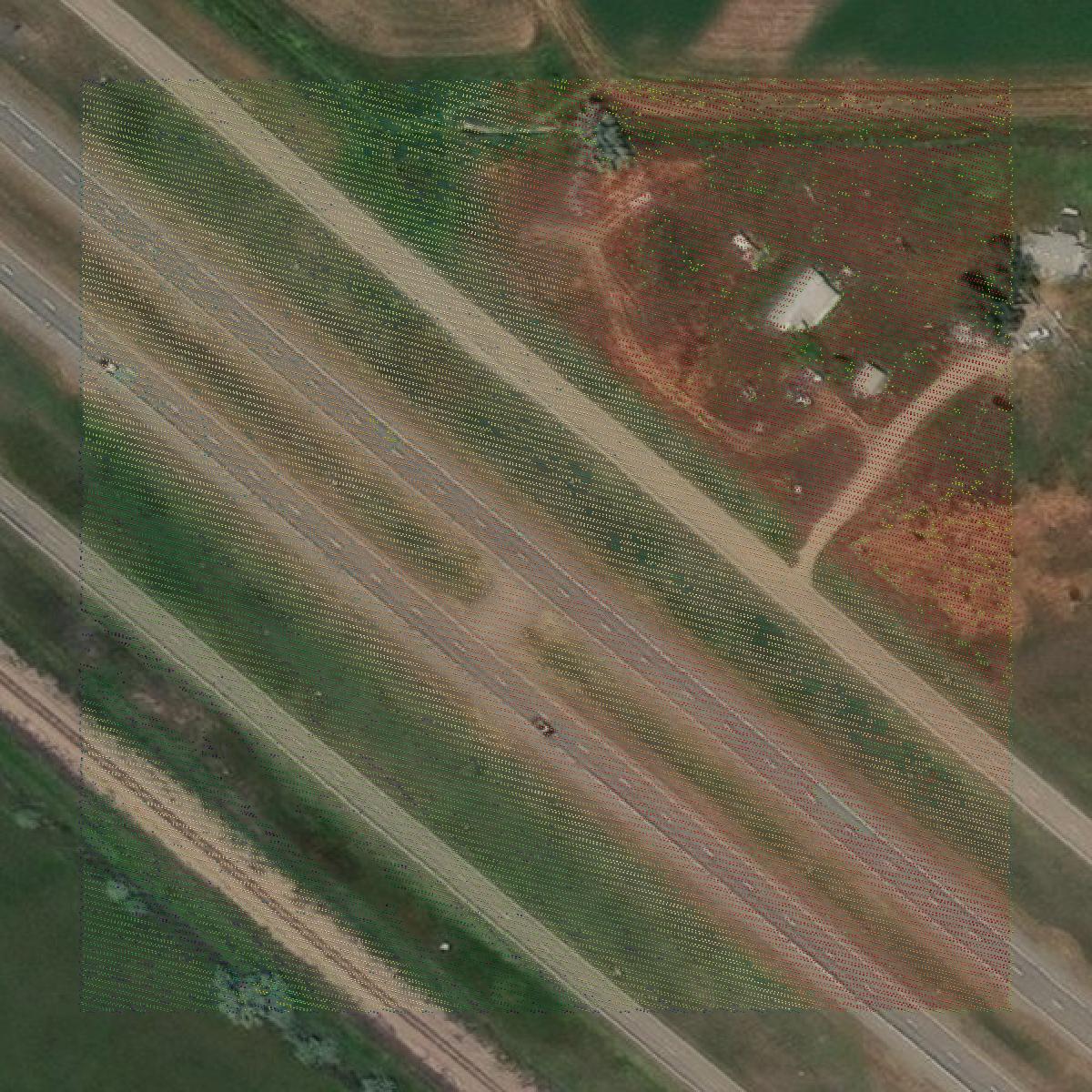 This image shows a LiDAR point cloud in Big Horn County created using GIS data in Equator.