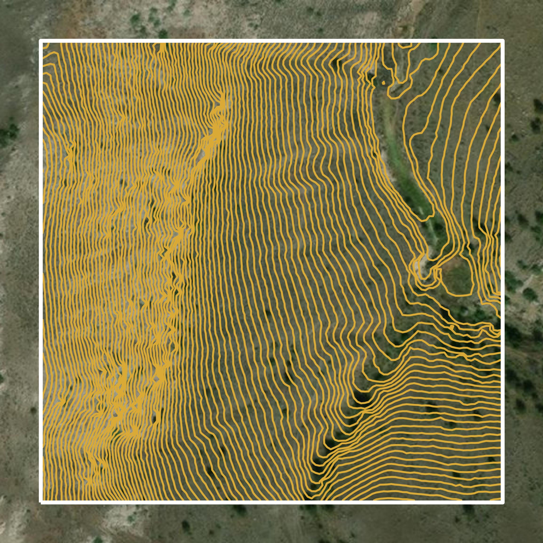 This image shows a contour map in Broadwater County created using GIS data in Equator.