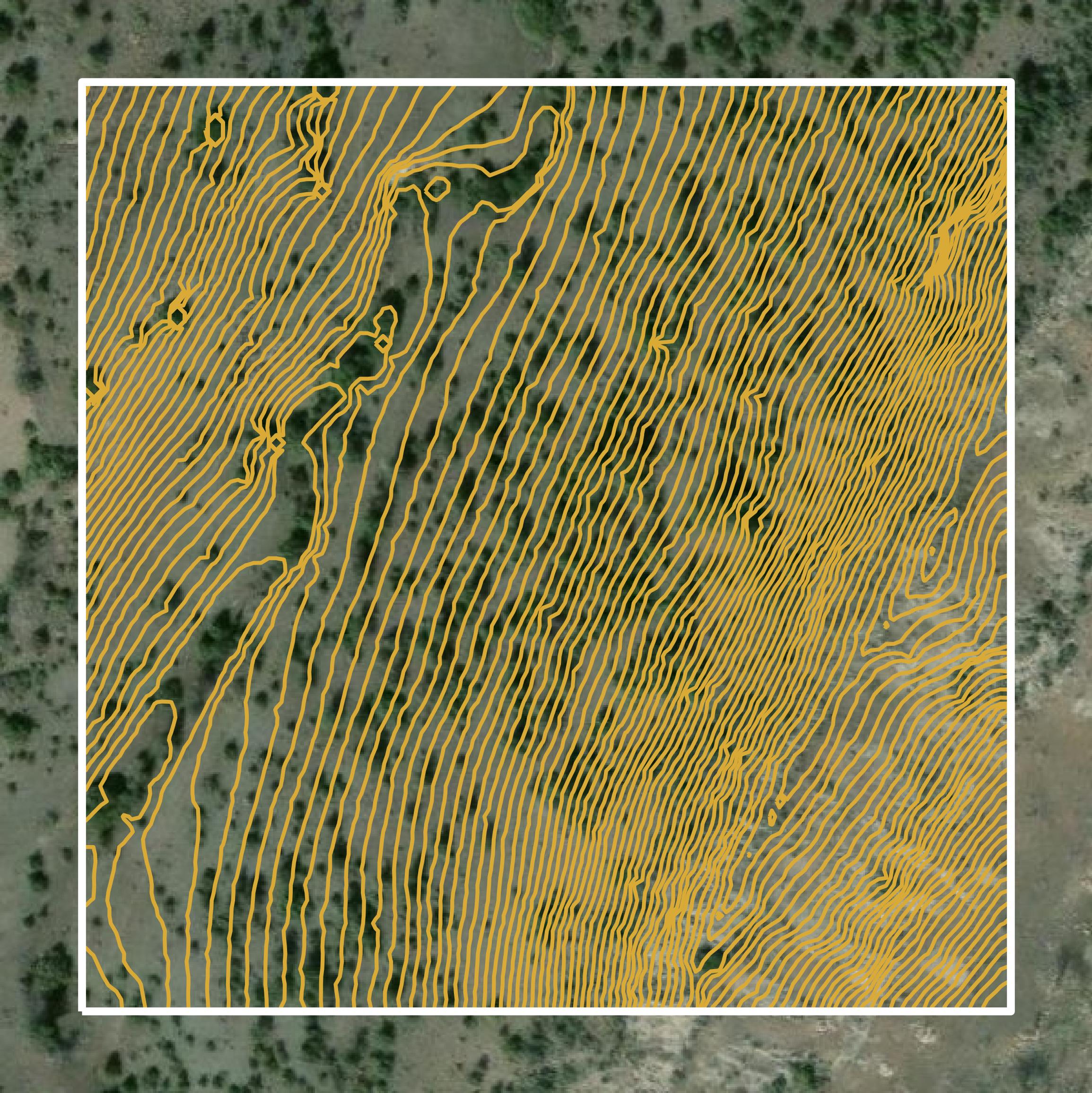 This image shows a contour map in Broadwater County created using GIS data in Equator.