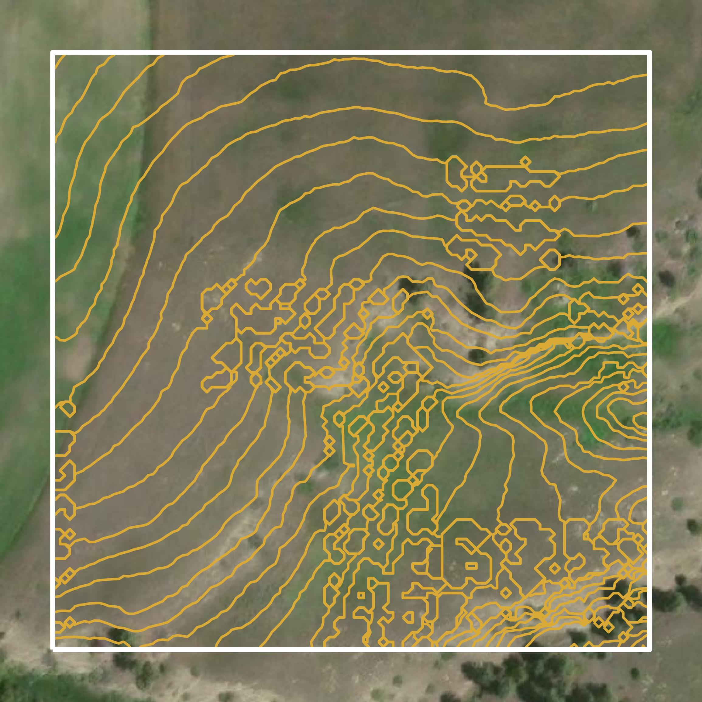 This image shows a contour map in Carbon County created using GIS data in Equator.