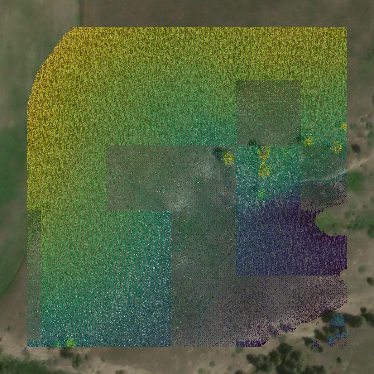 This image shows a LiDAR point cloud in Carbon County created using GIS data in Equator.