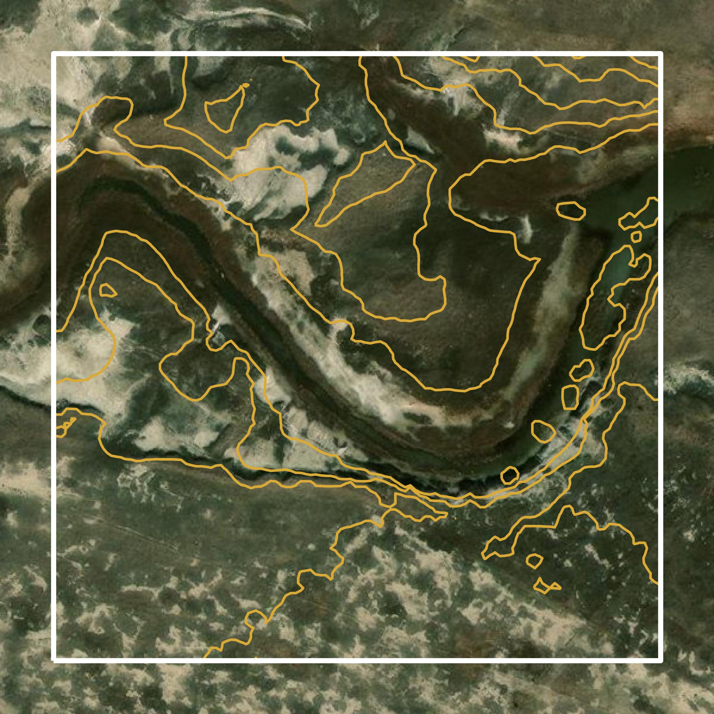 This image shows a contour map in Carter County created using GIS data in Equator.