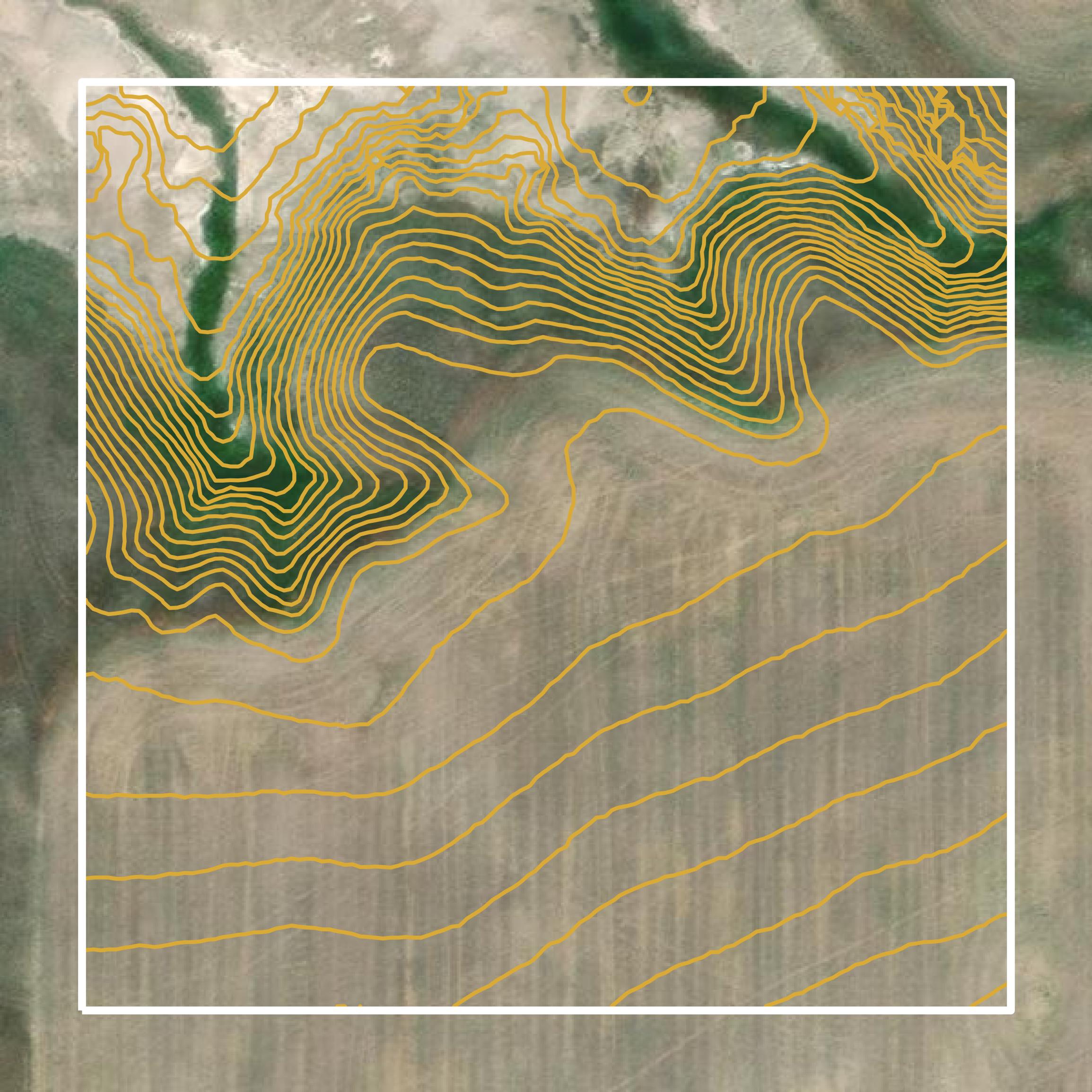This image shows a contour map in Cascade County created using GIS data in Equator.
