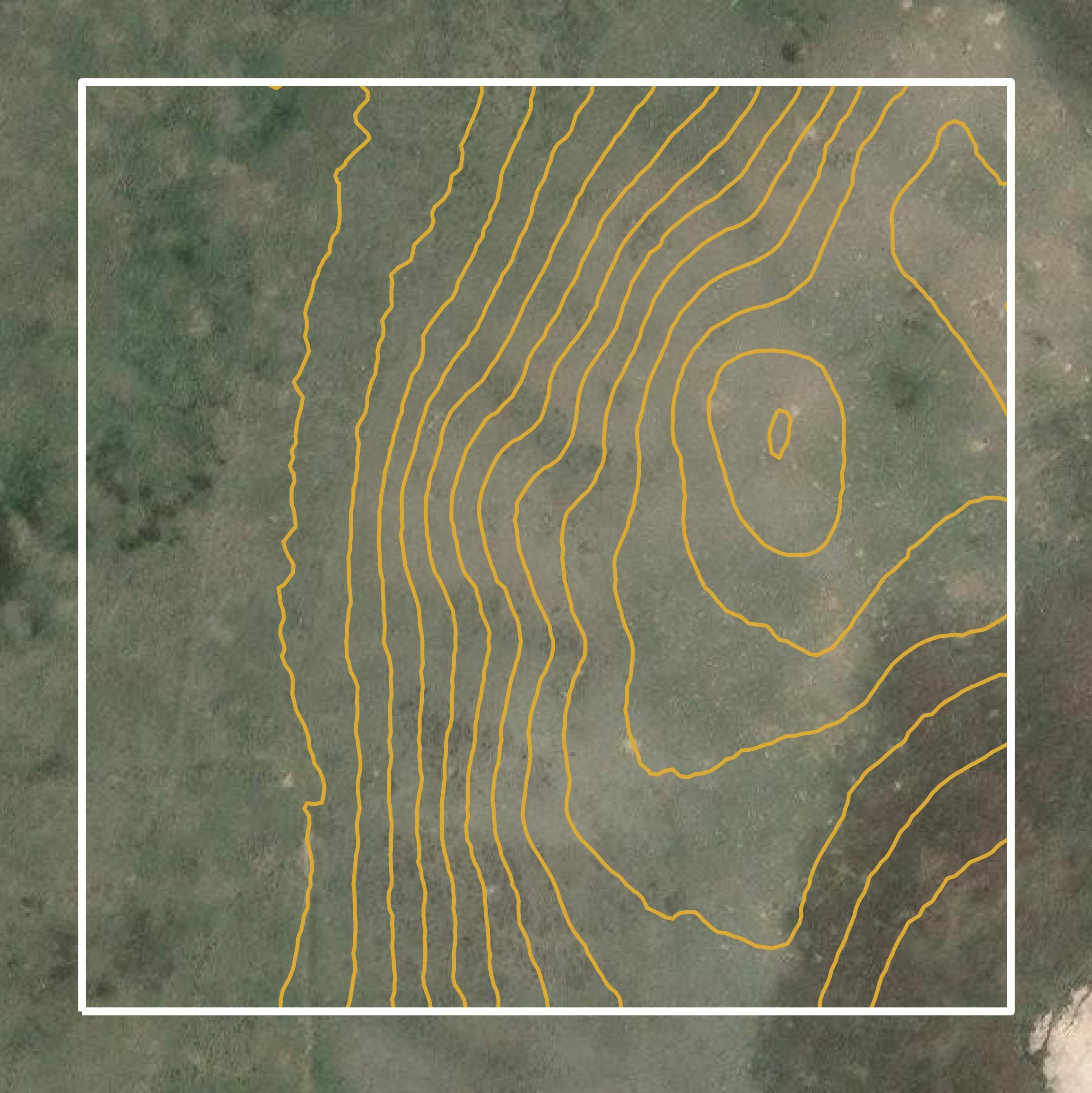 This image shows a contour map in Chouteau County created using GIS data in Equator.