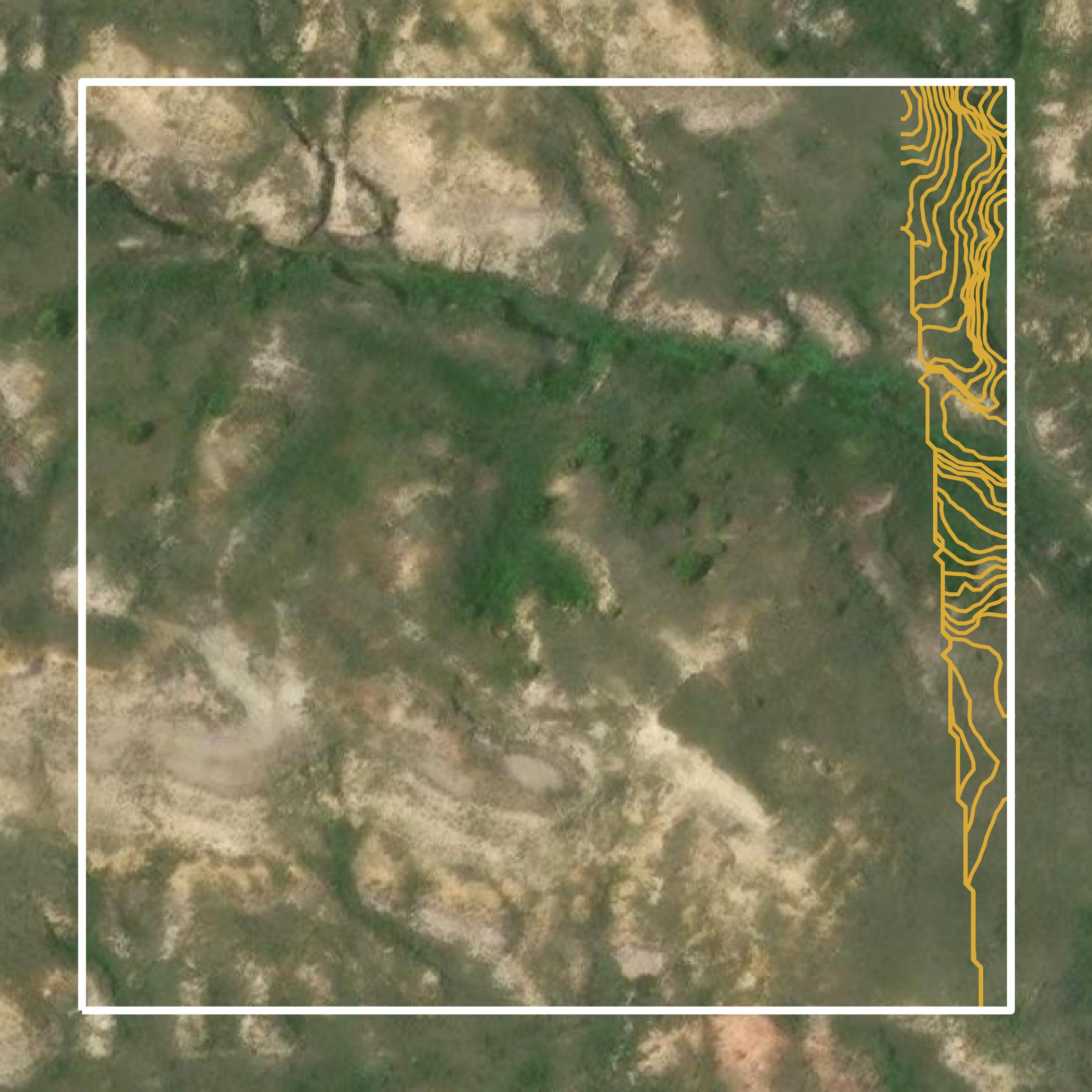This image shows a contour map in Custer County created using GIS data in Equator.