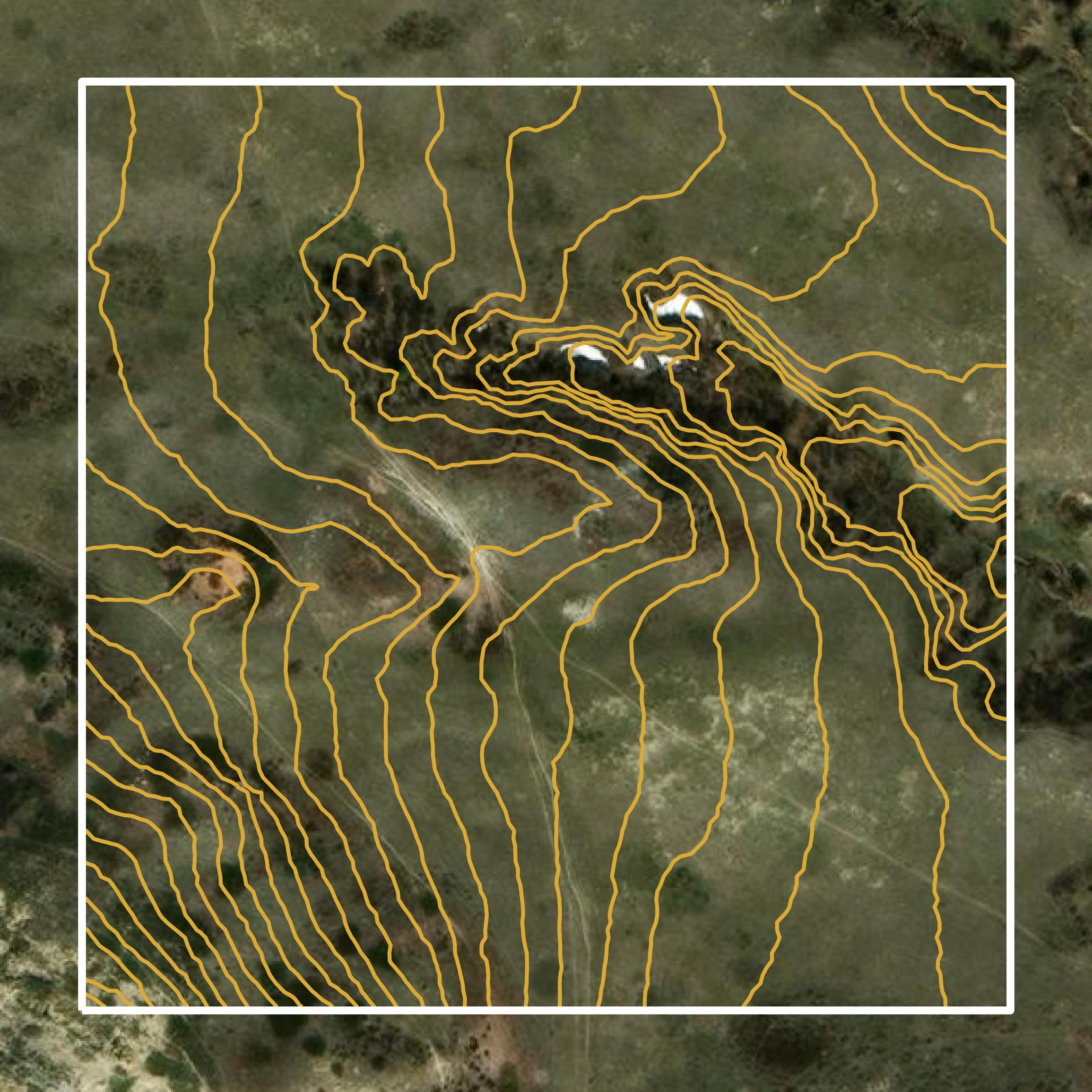 This image shows a contour map in Dawson County created using GIS data in Equator.