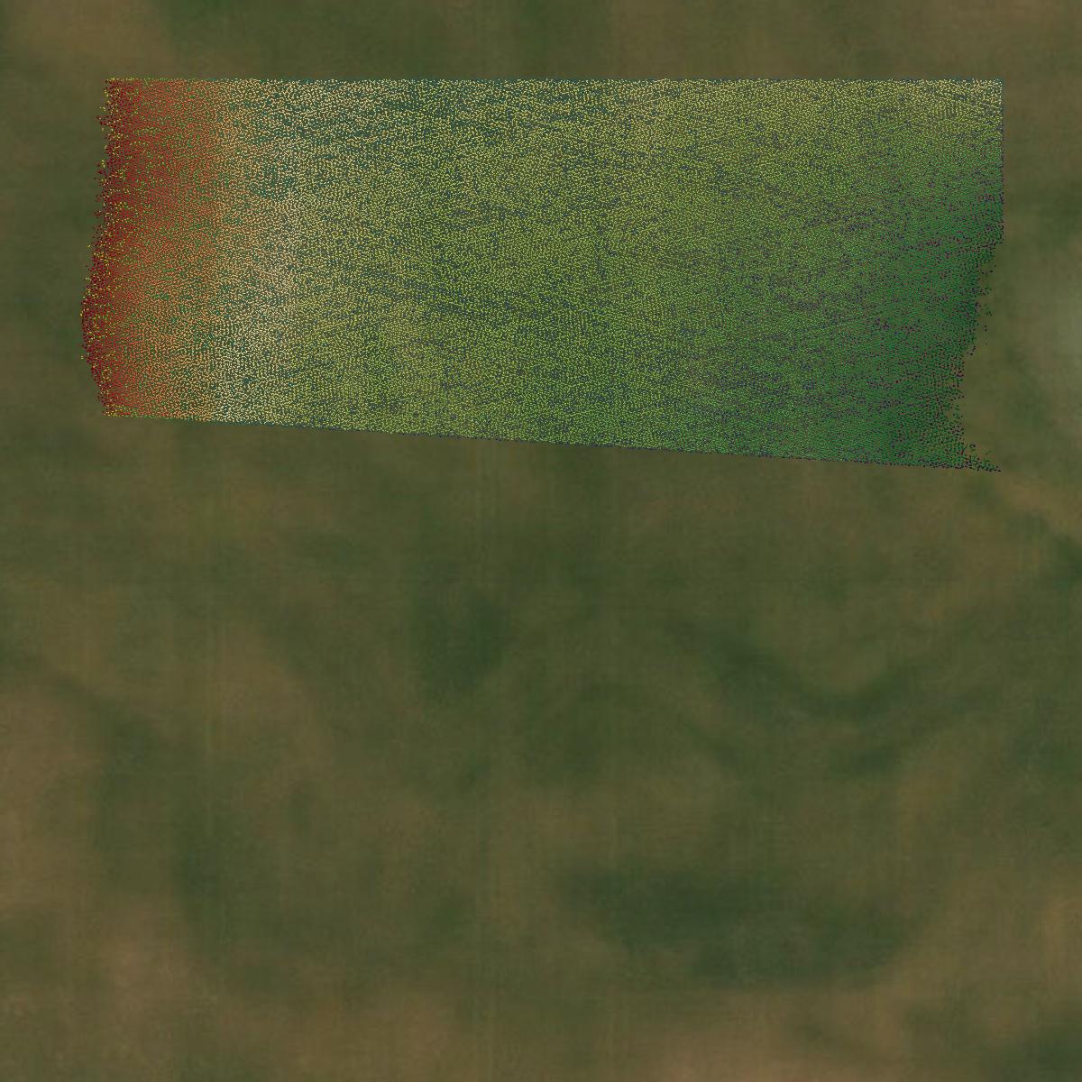 This image shows a LiDAR point cloud in Dawson County created using GIS data in Equator.