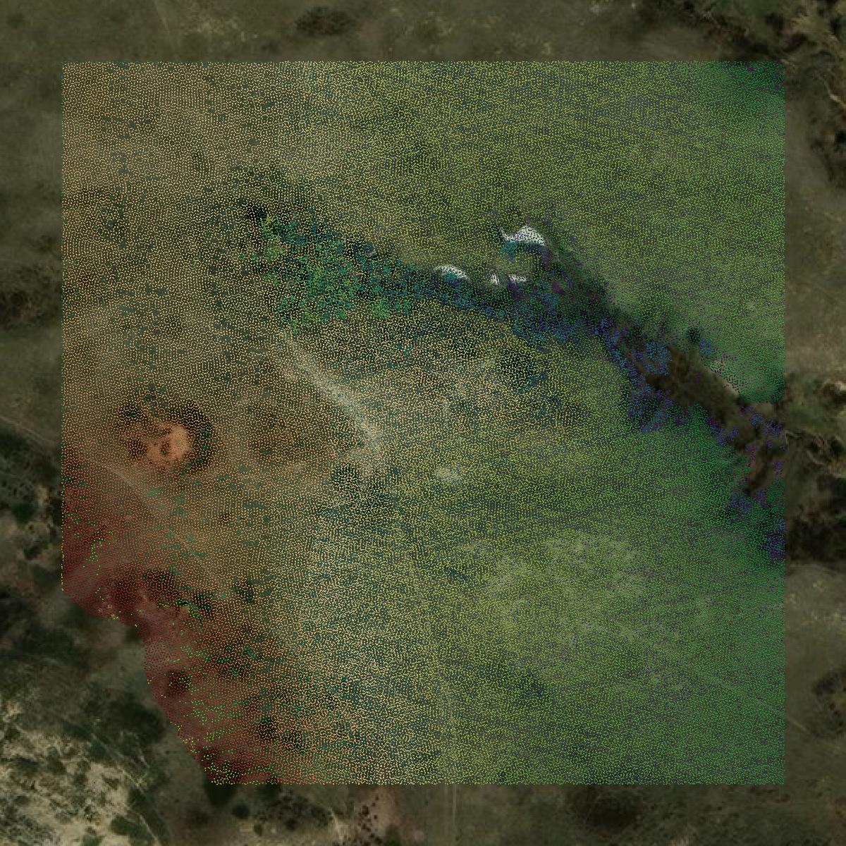 This image shows a LiDAR point cloud in Dawson County created using GIS data in Equator.