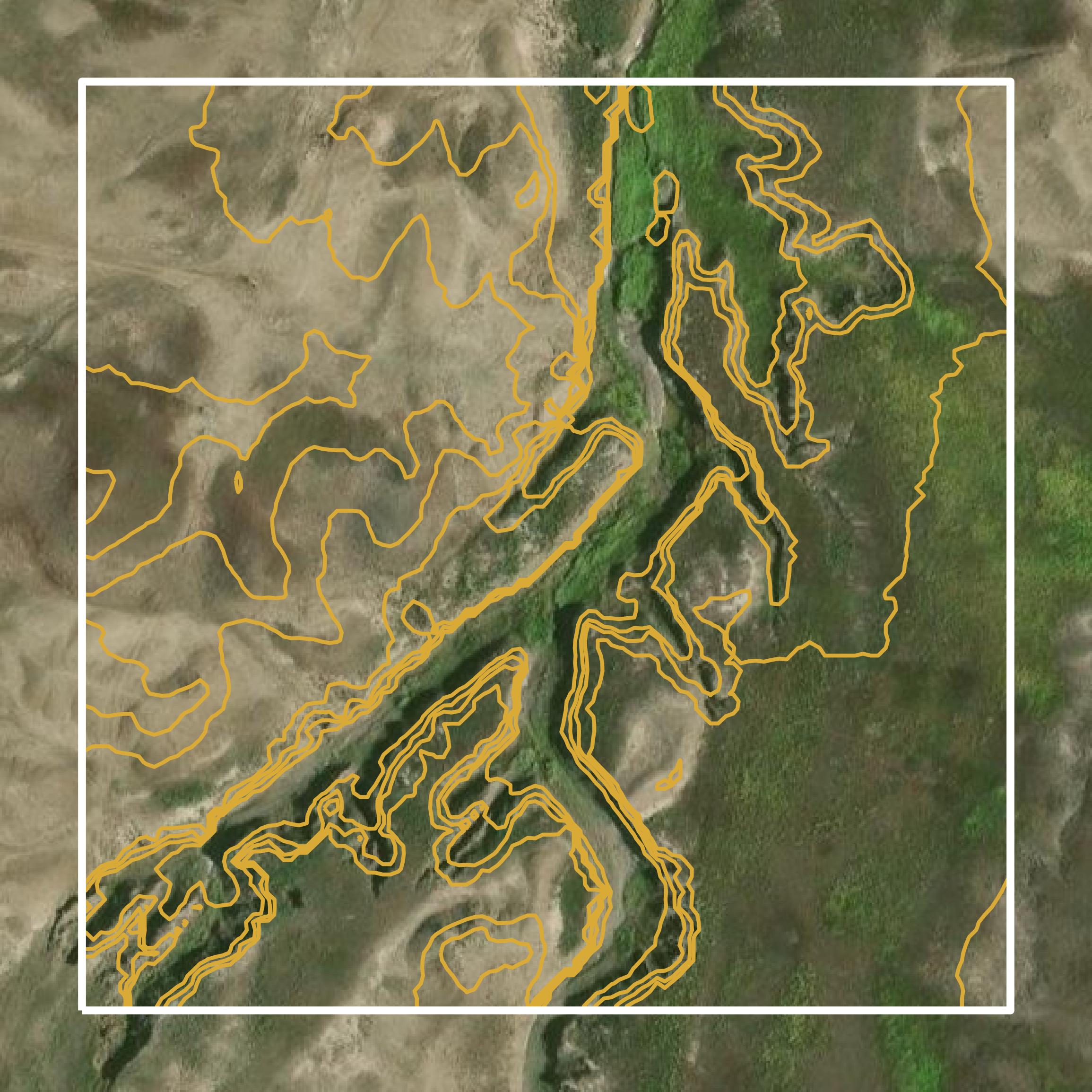 This image shows a contour map in Fallon County created using GIS data in Equator.