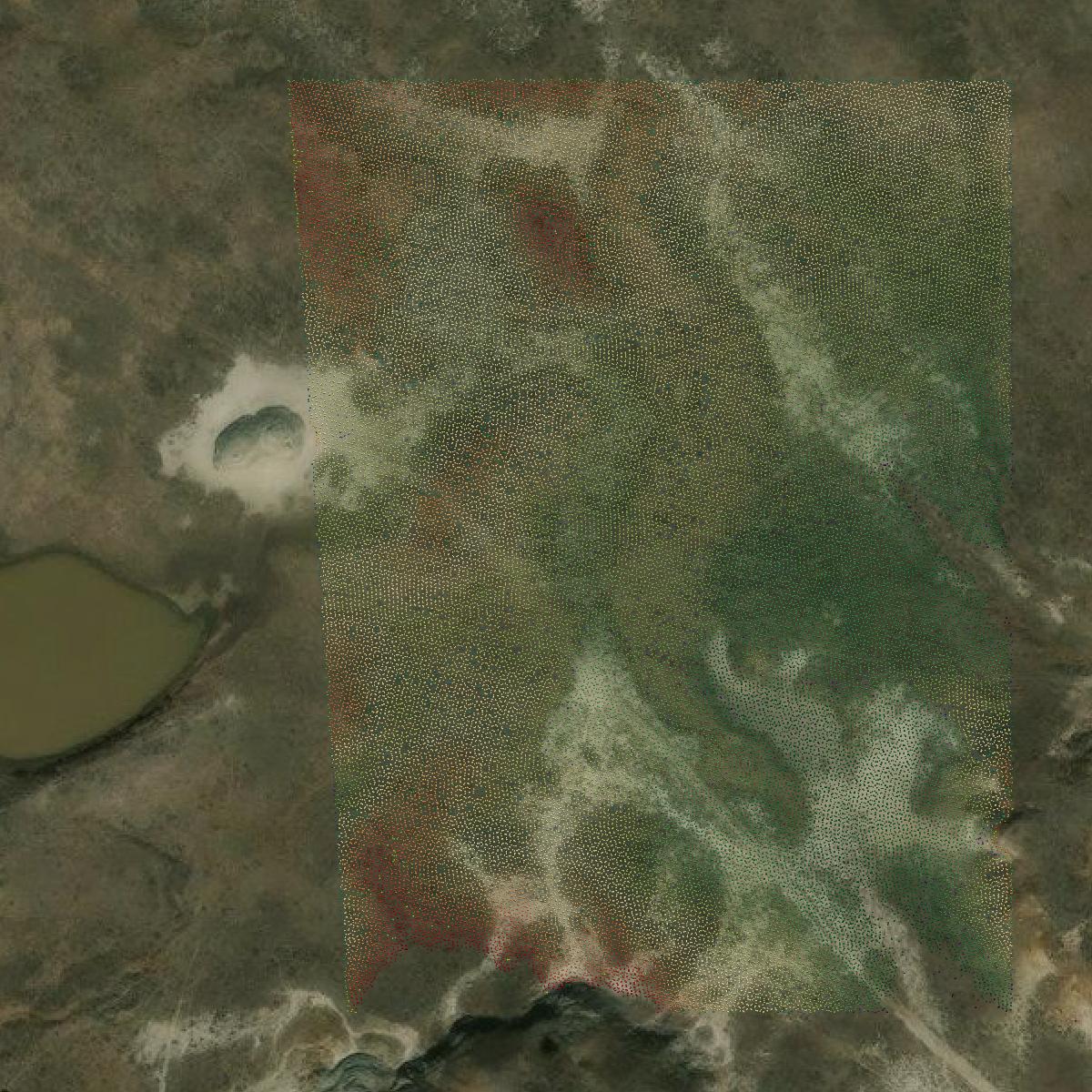 This image shows a LiDAR point cloud in Fallon County created using GIS data in Equator.