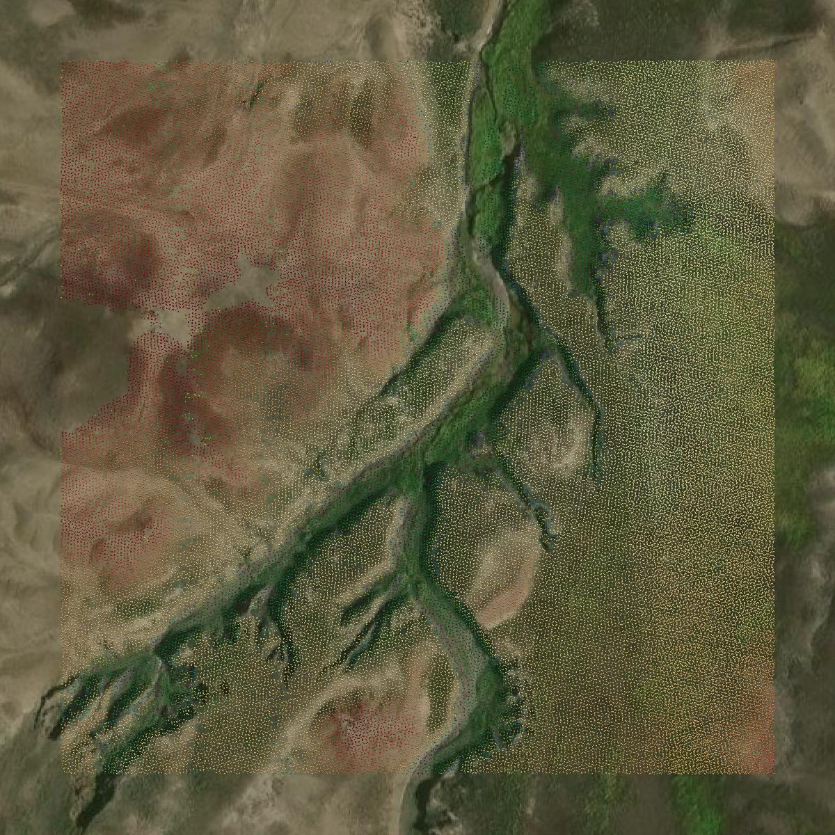 This image shows a LiDAR point cloud in Fallon County created using GIS data in Equator.