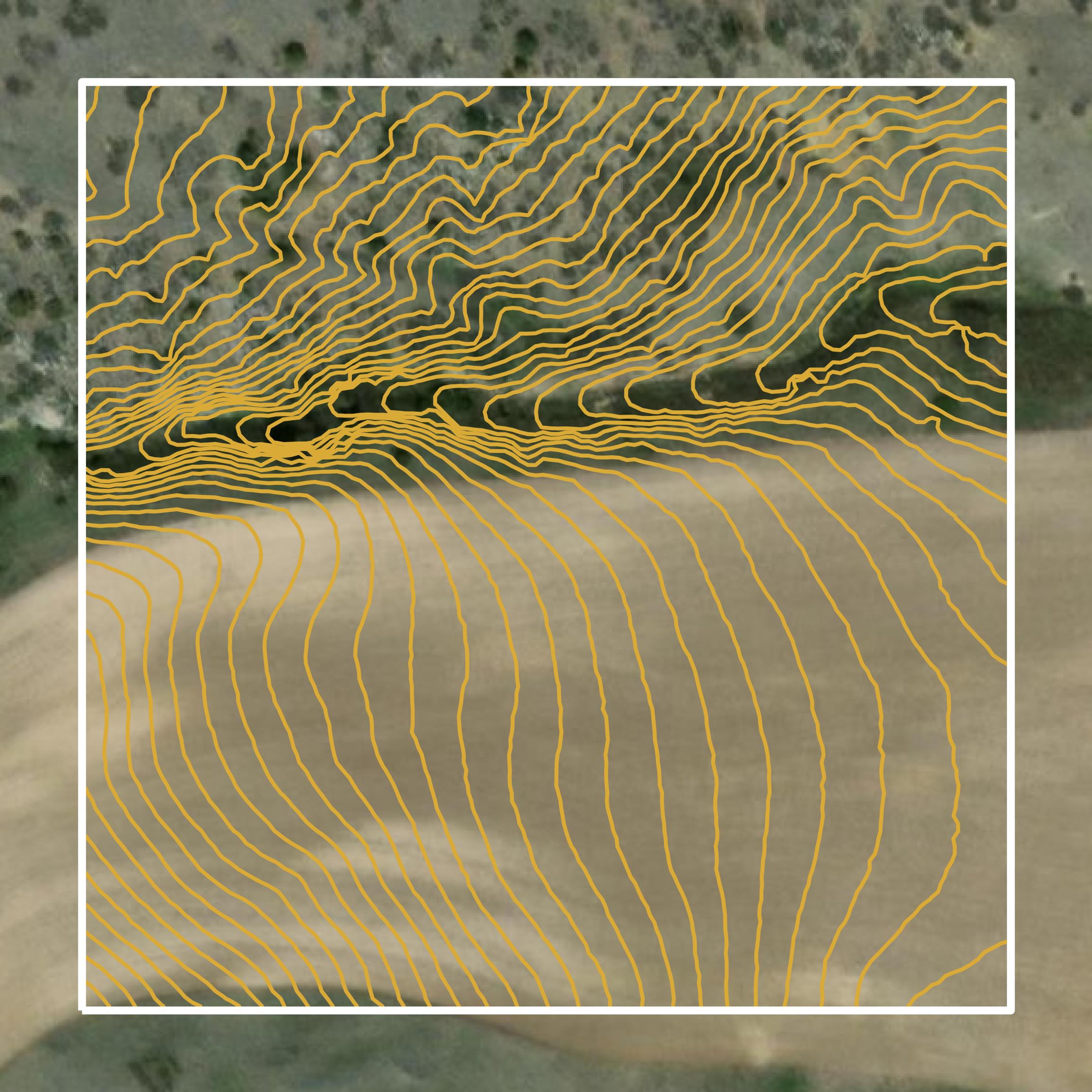 This image shows a contour map in Gallatin County created using GIS data in Equator.