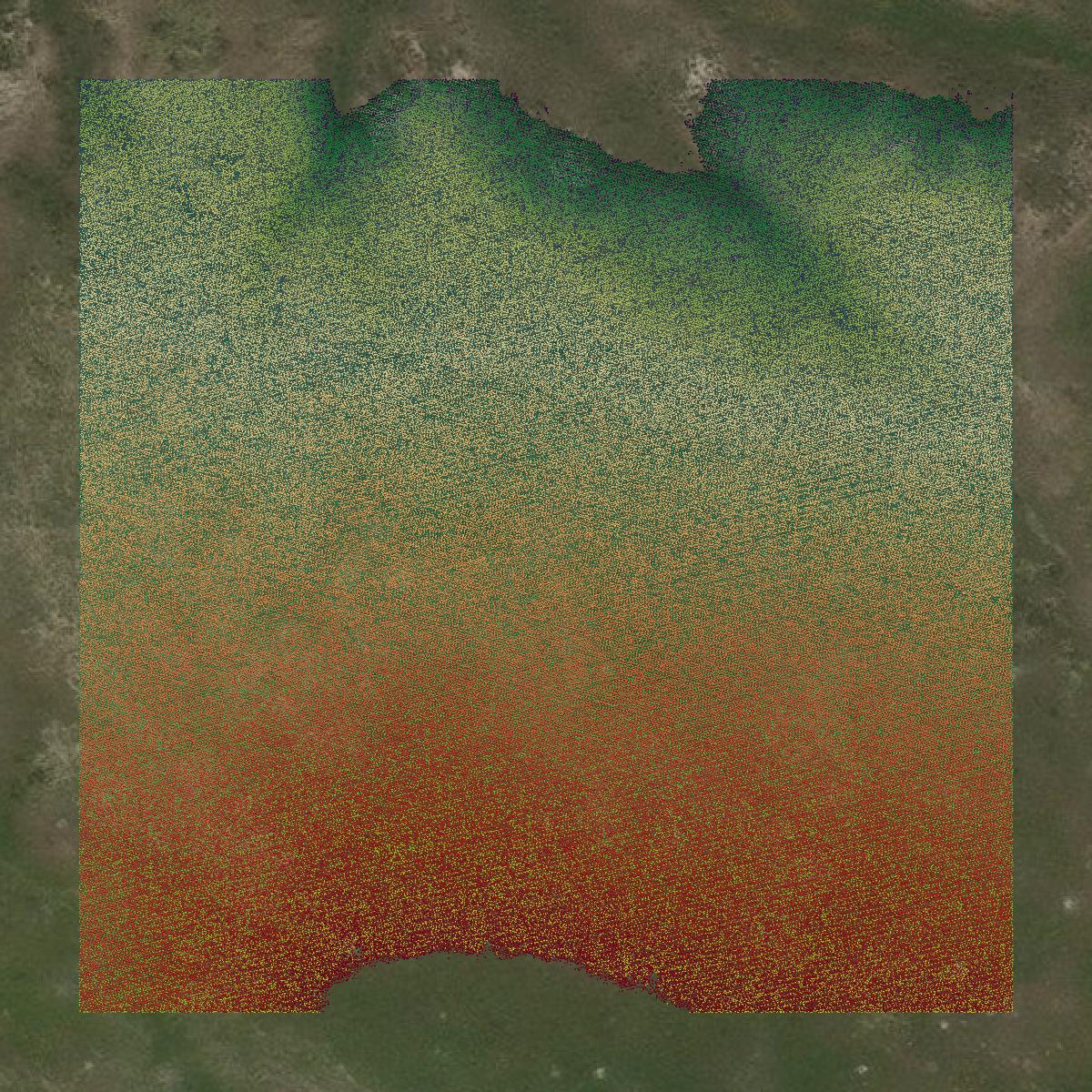 This image shows a LiDAR point cloud in Garfield County created using GIS data in Equator.