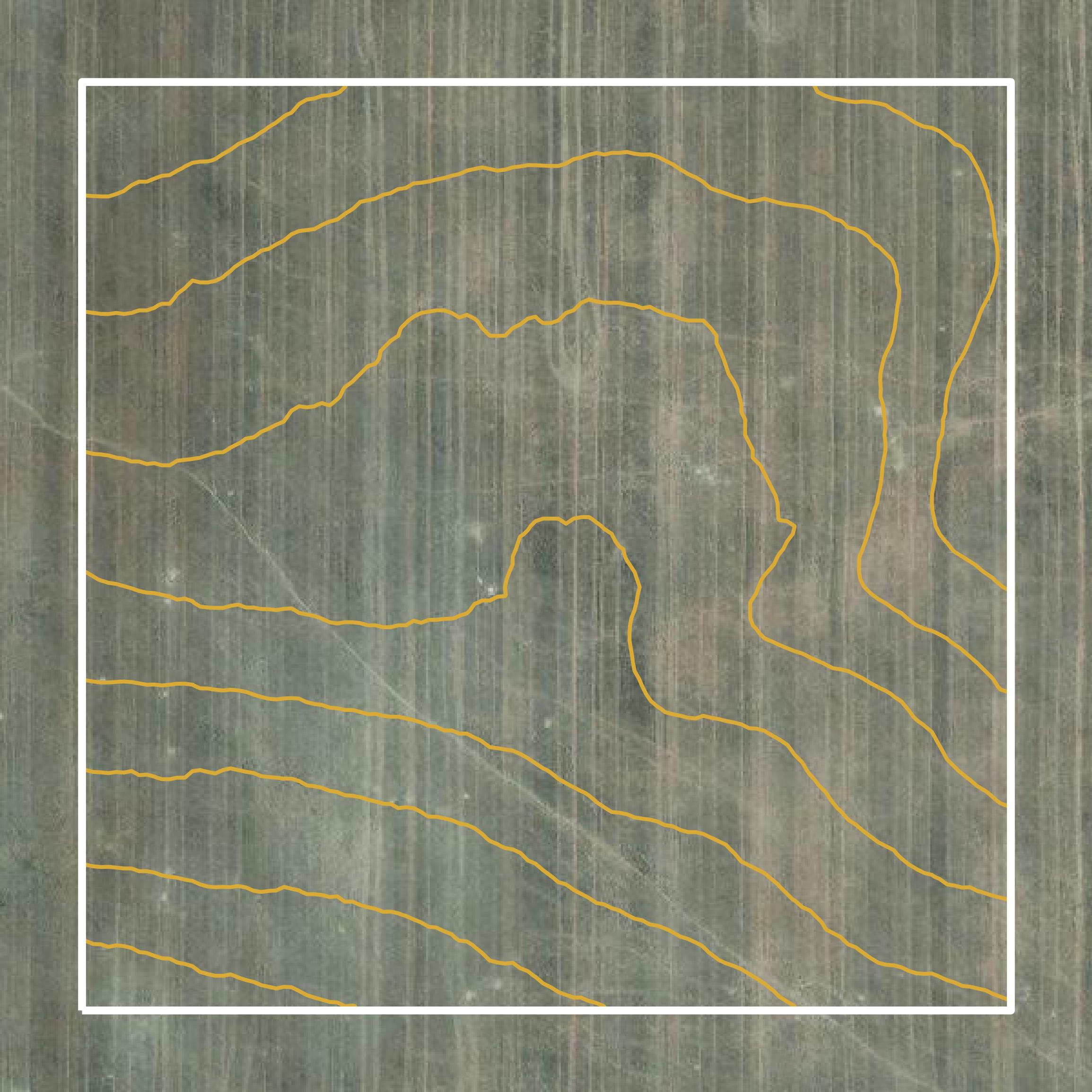 This image shows a contour map in Glacier County created using GIS data in Equator.