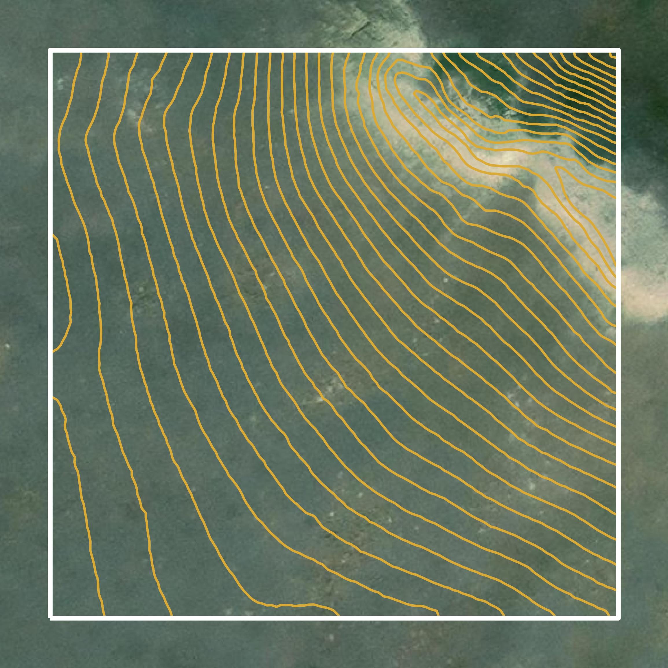 This image shows a contour map in Glacier County created using GIS data in Equator.