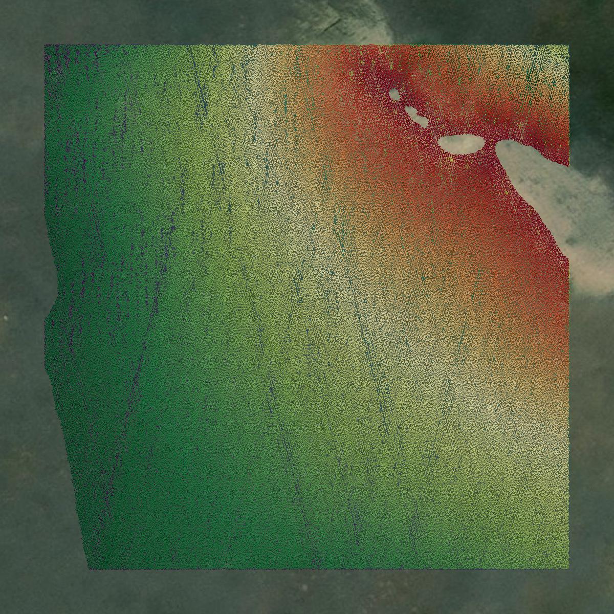 This image shows a LiDAR point cloud in Glacier County created using GIS data in Equator.