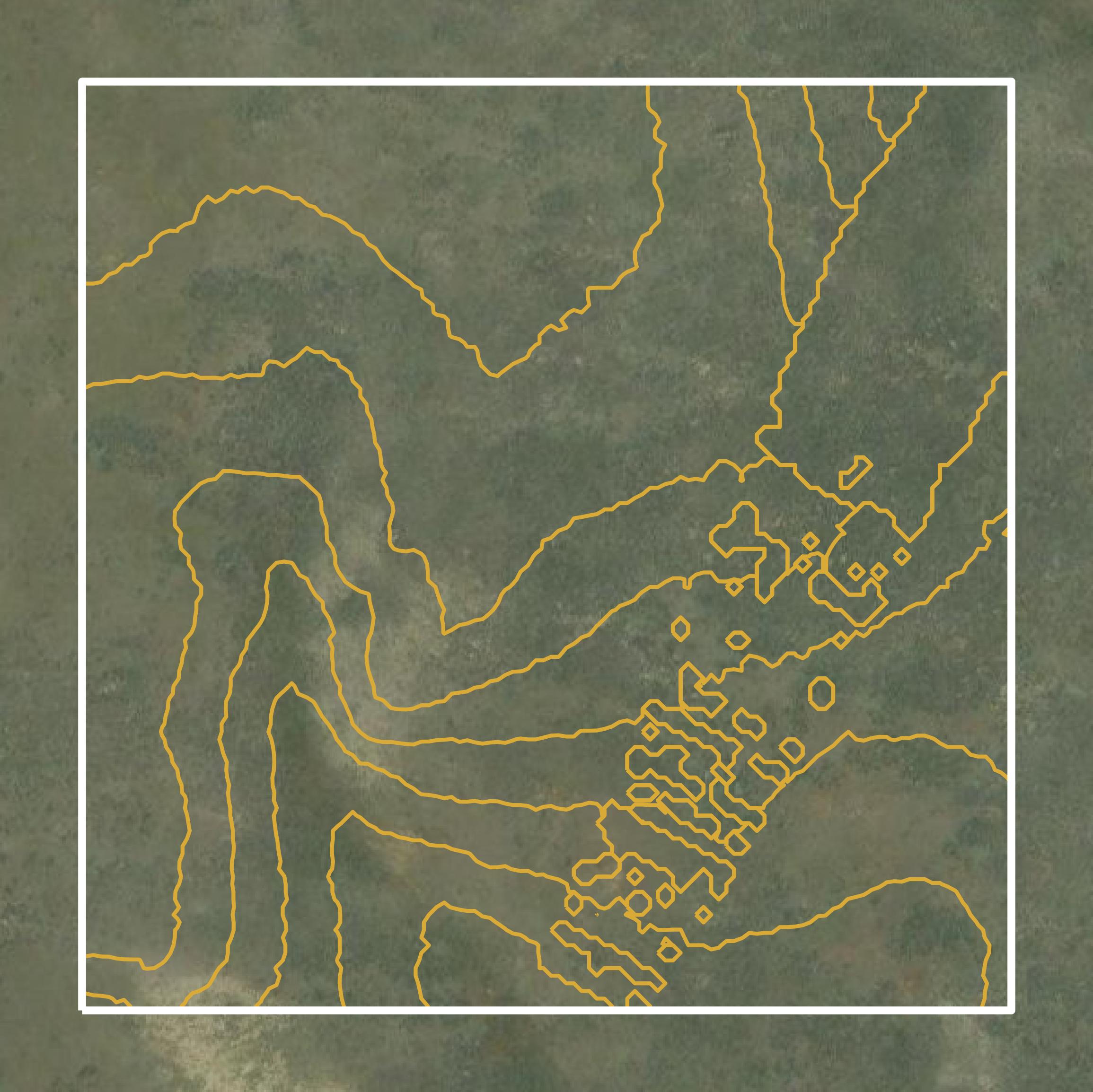 This image shows a contour map in Golden Valley County created using GIS data in Equator.