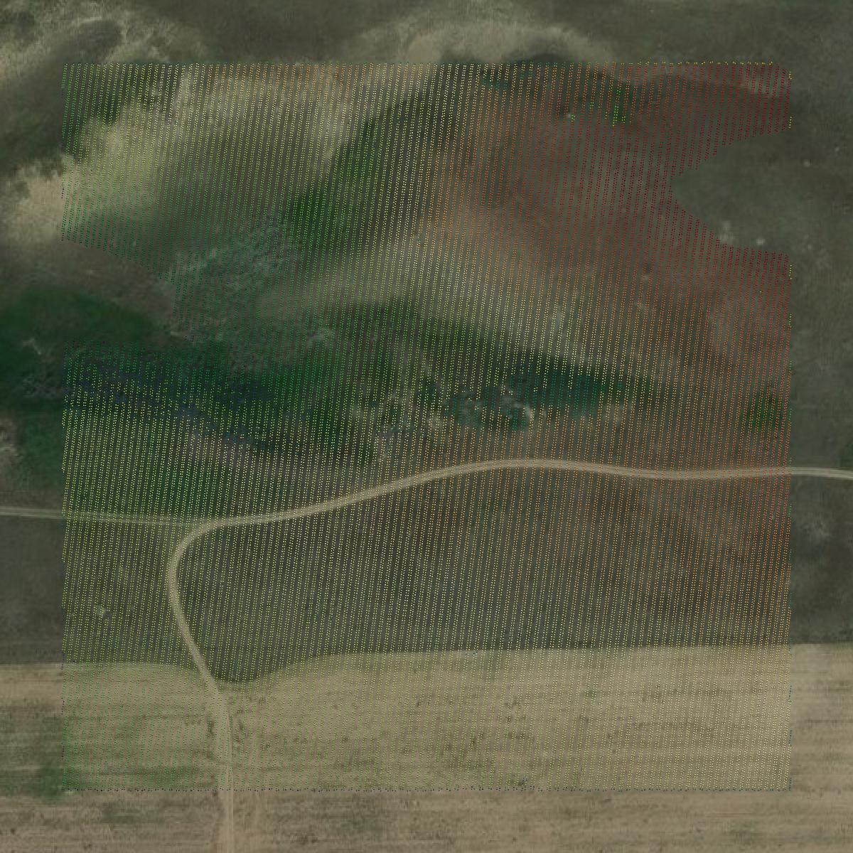 This image shows a LiDAR point cloud in Hill County created using GIS data in Equator.