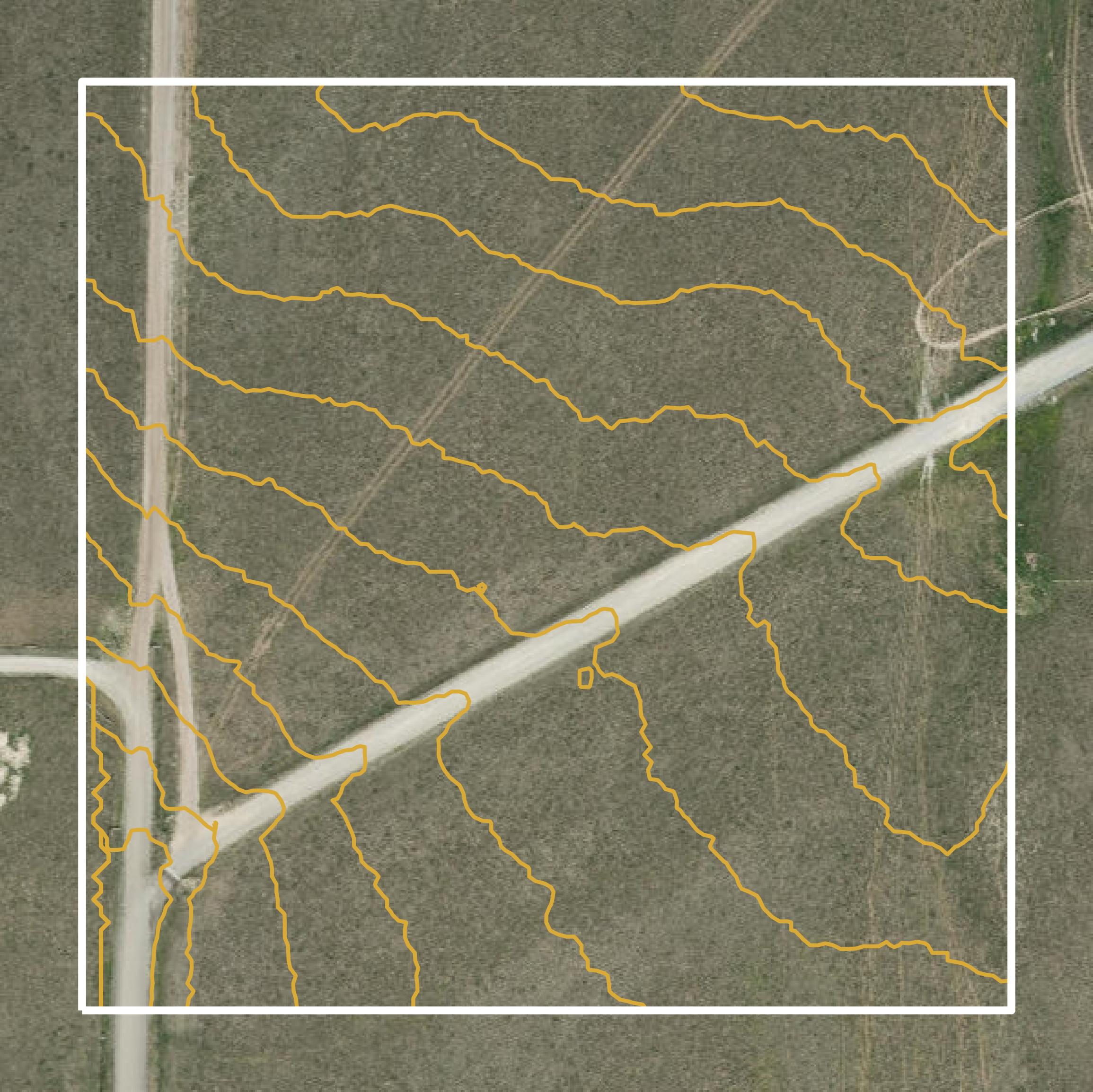 This image shows a contour map in Jefferson County created using GIS data in Equator.