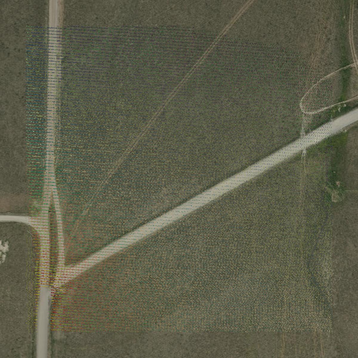 This image shows a LiDAR point cloud in Jefferson County created using GIS data in Equator.