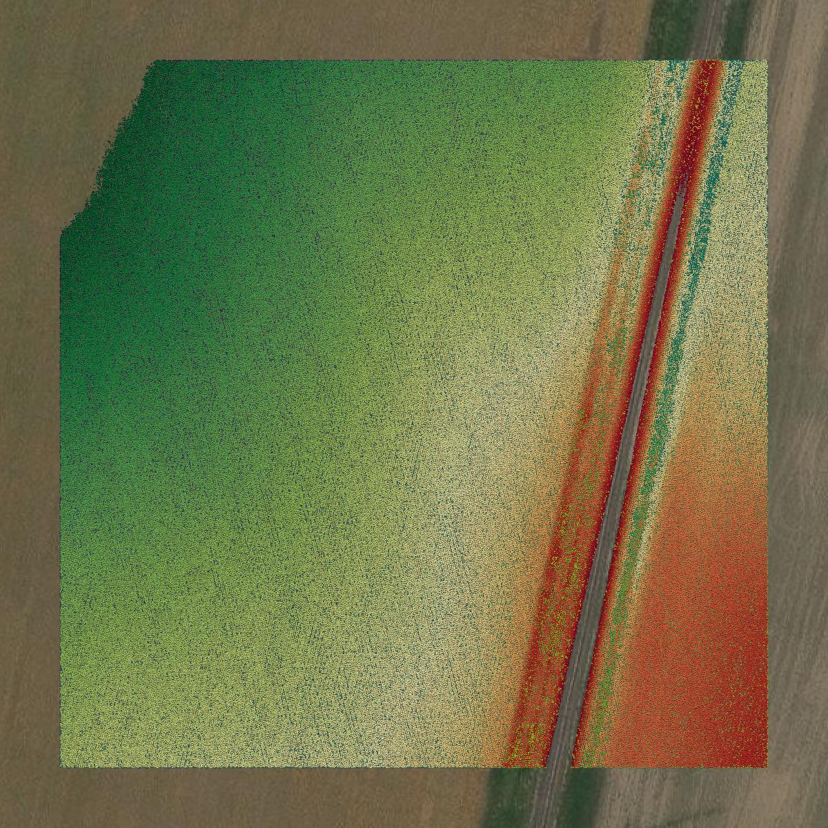 This image shows a LiDAR point cloud in Judith Basin County created using GIS data in Equator.
