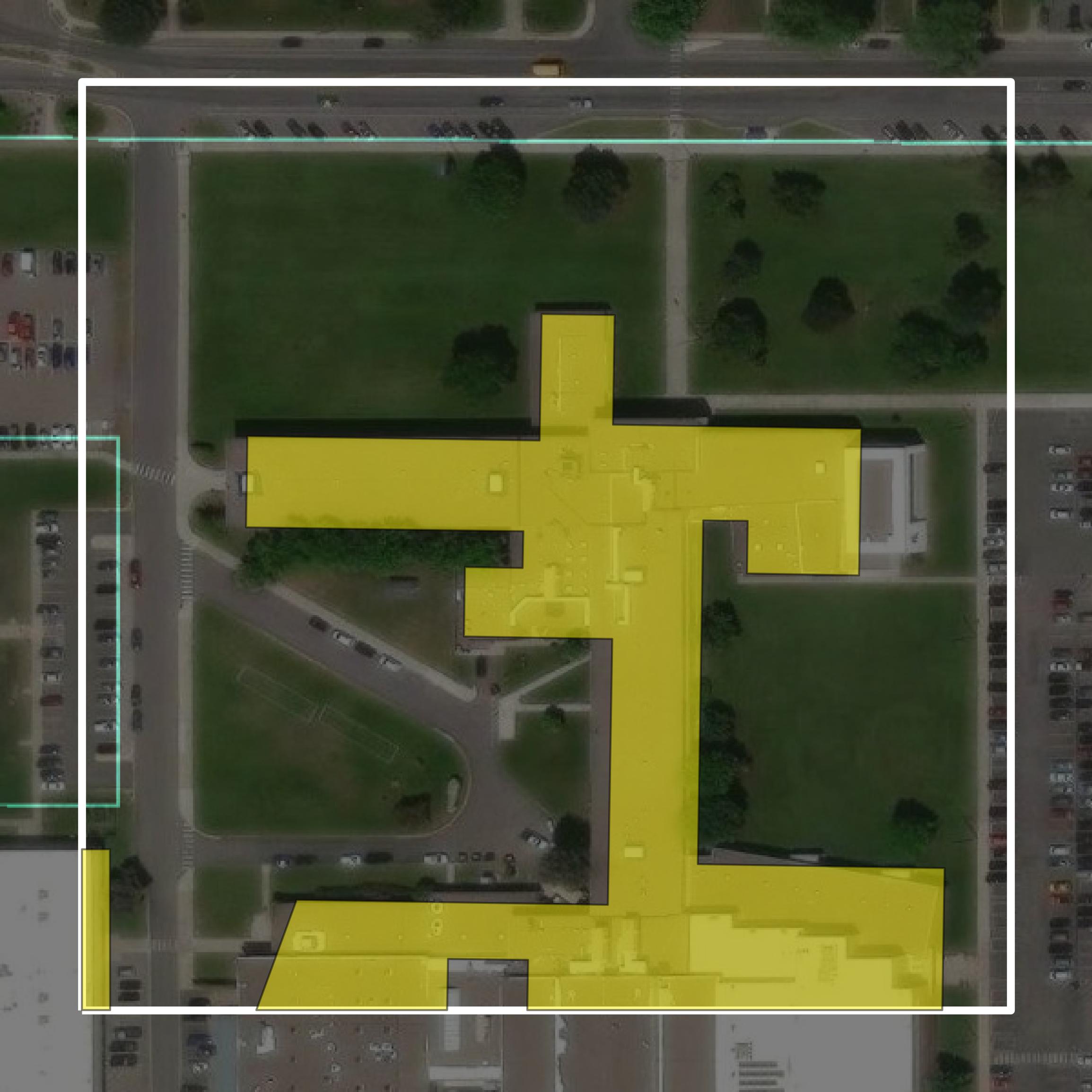 This image shows parcel and building data in Missoula County created using GIS data in Equator.