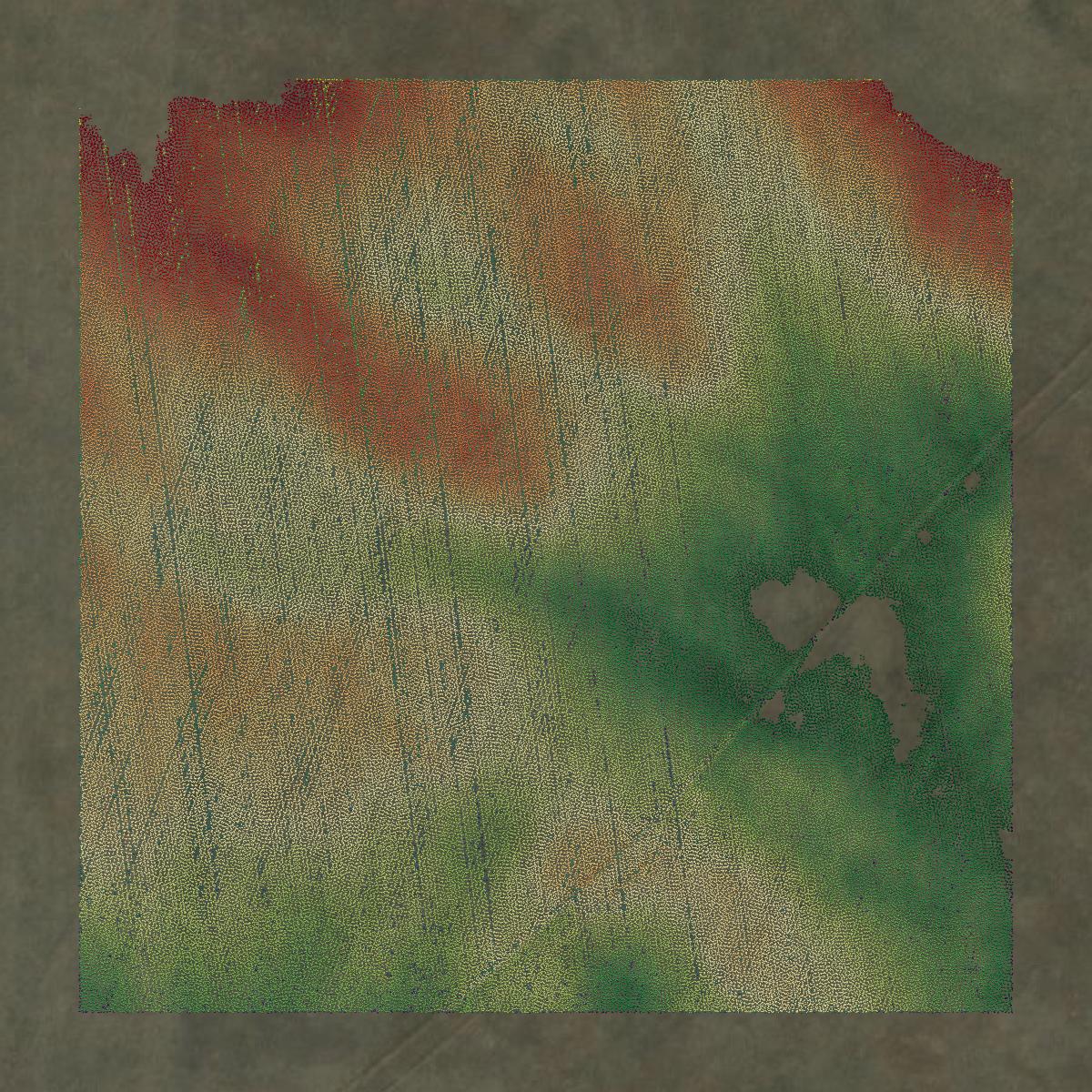 This image shows a LiDAR point cloud in Missoula County created using GIS data in Equator.