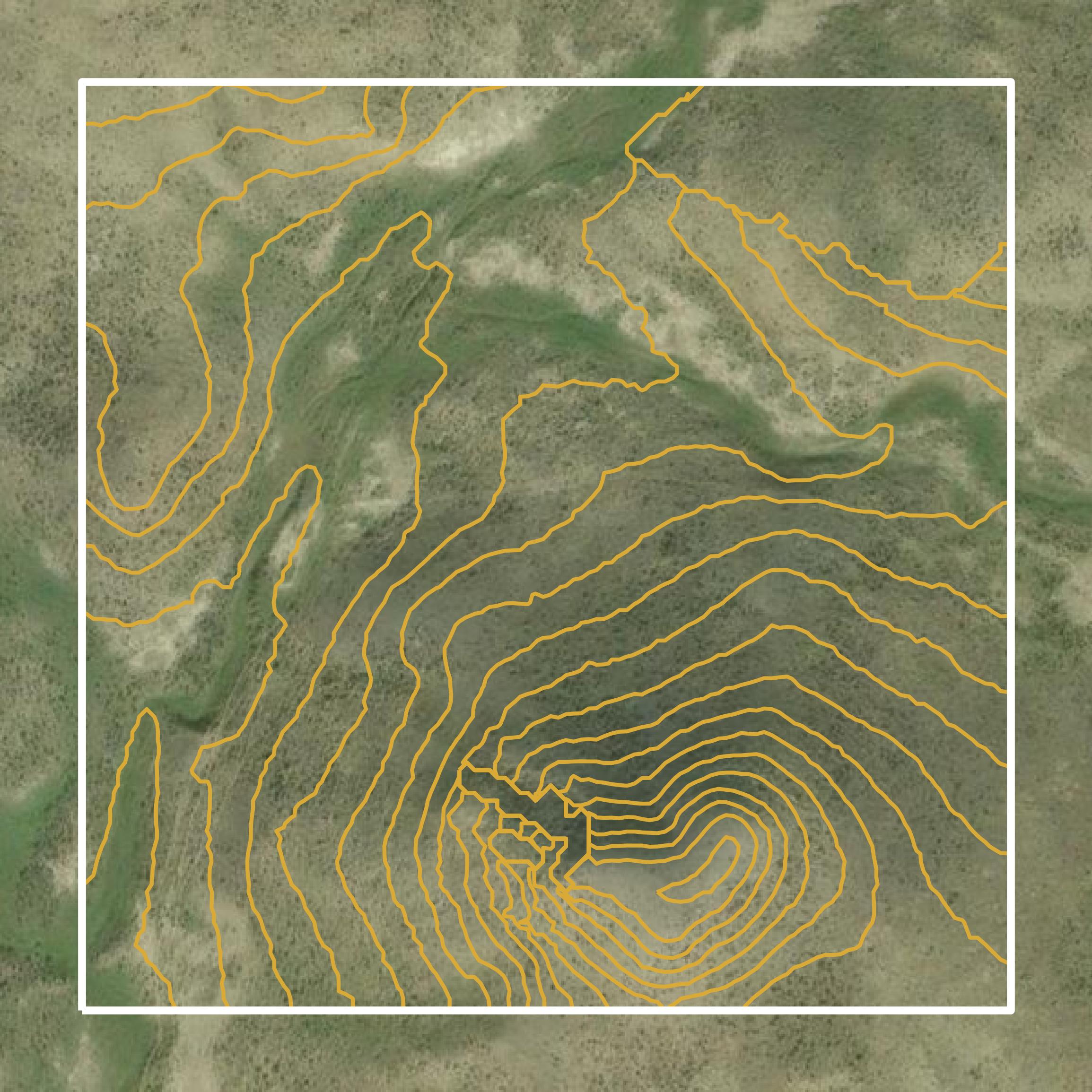 This image shows a contour map in Musselshell County created using GIS data in Equator.