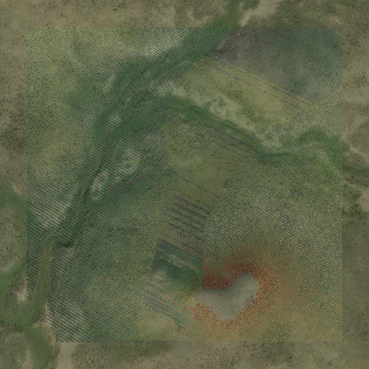 This image shows a LiDAR point cloud in Musselshell County created using GIS data in Equator.