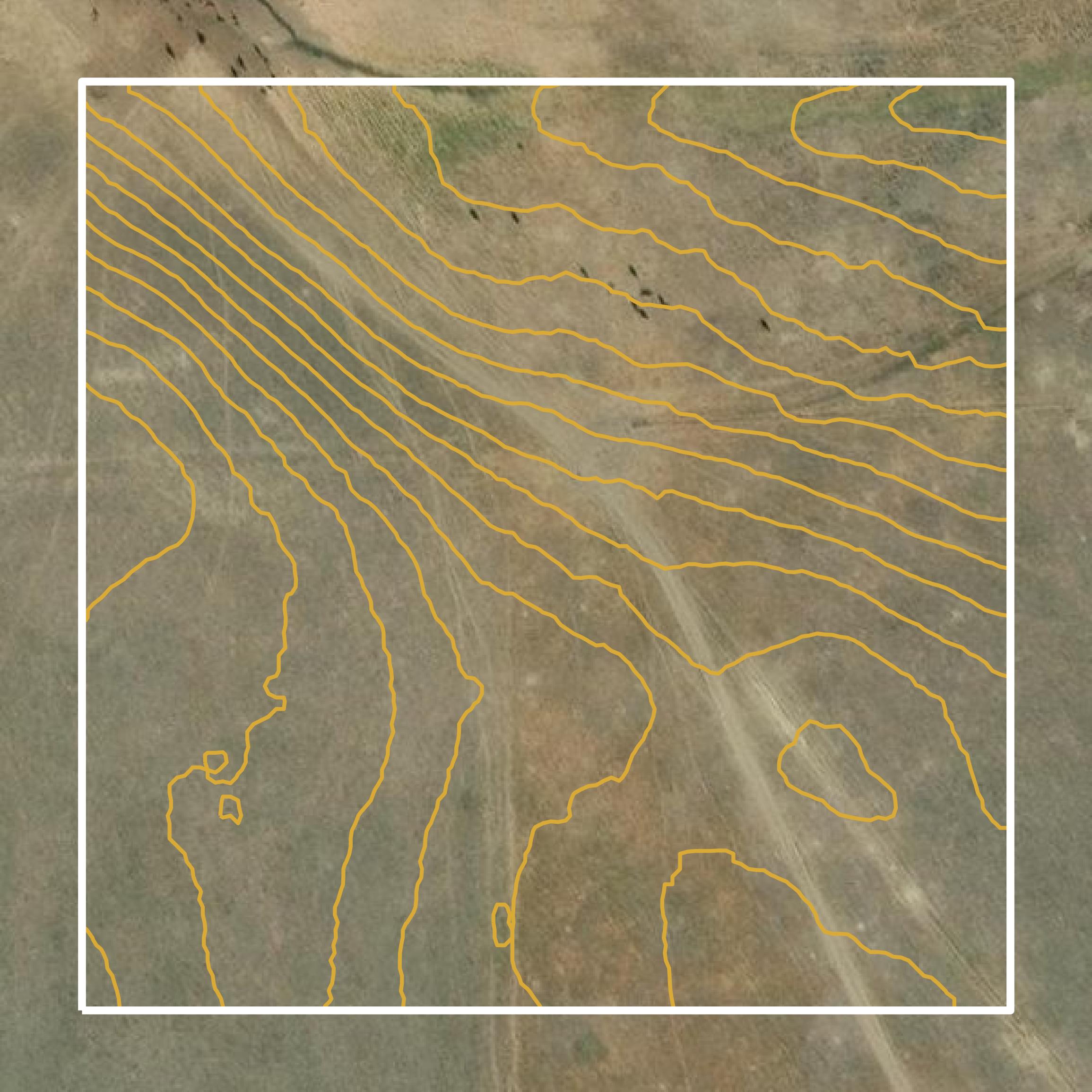 This image shows a contour map in Petroleum County created using GIS data in Equator.