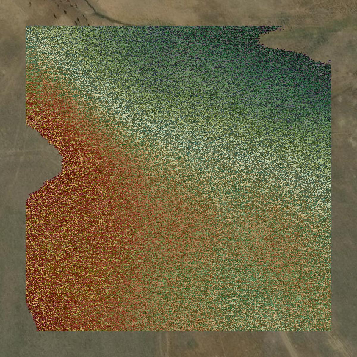 This image shows a LiDAR point cloud in Petroleum County created using GIS data in Equator.